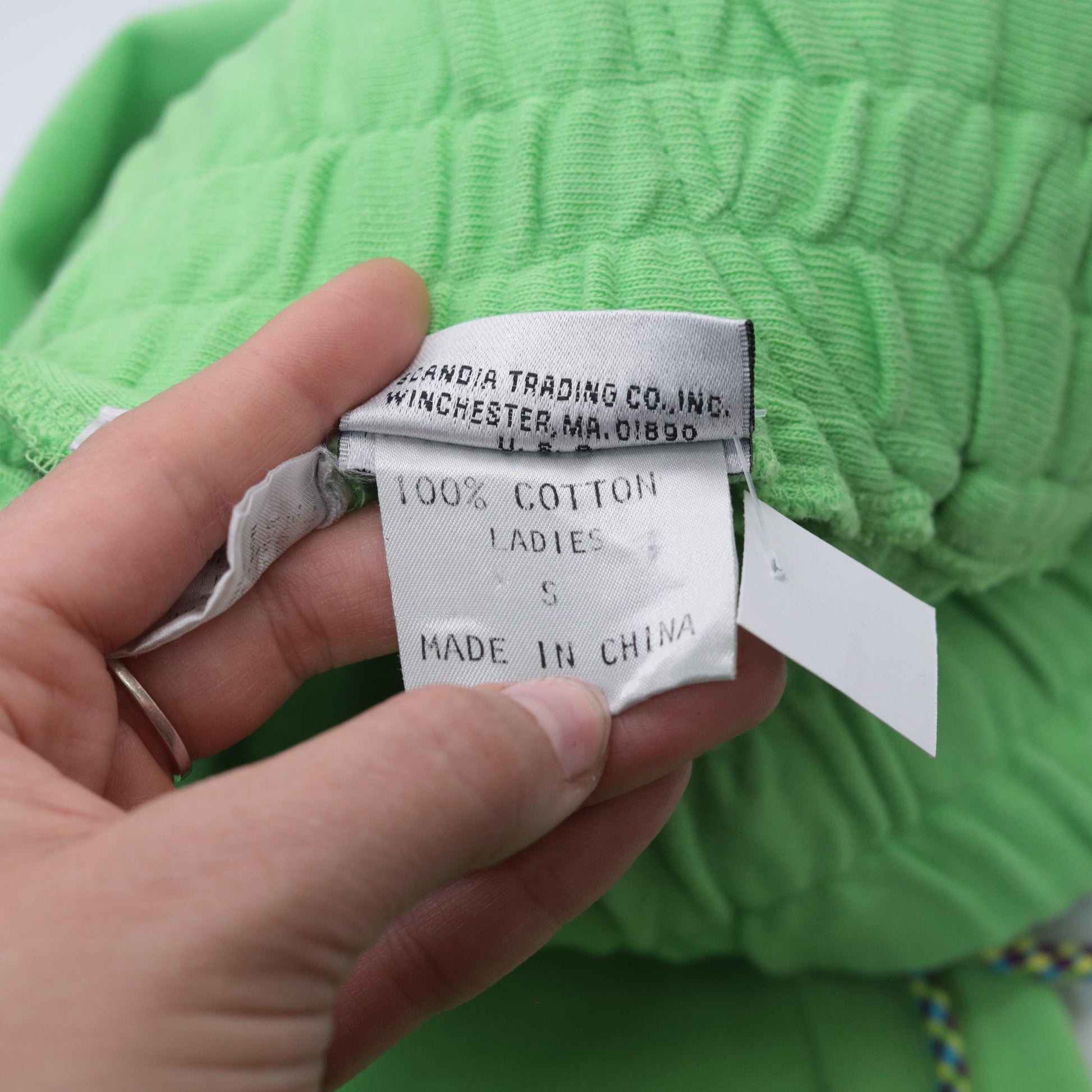 90s Lime Green Mini Skirt Drawstring Waist Cotton Small S