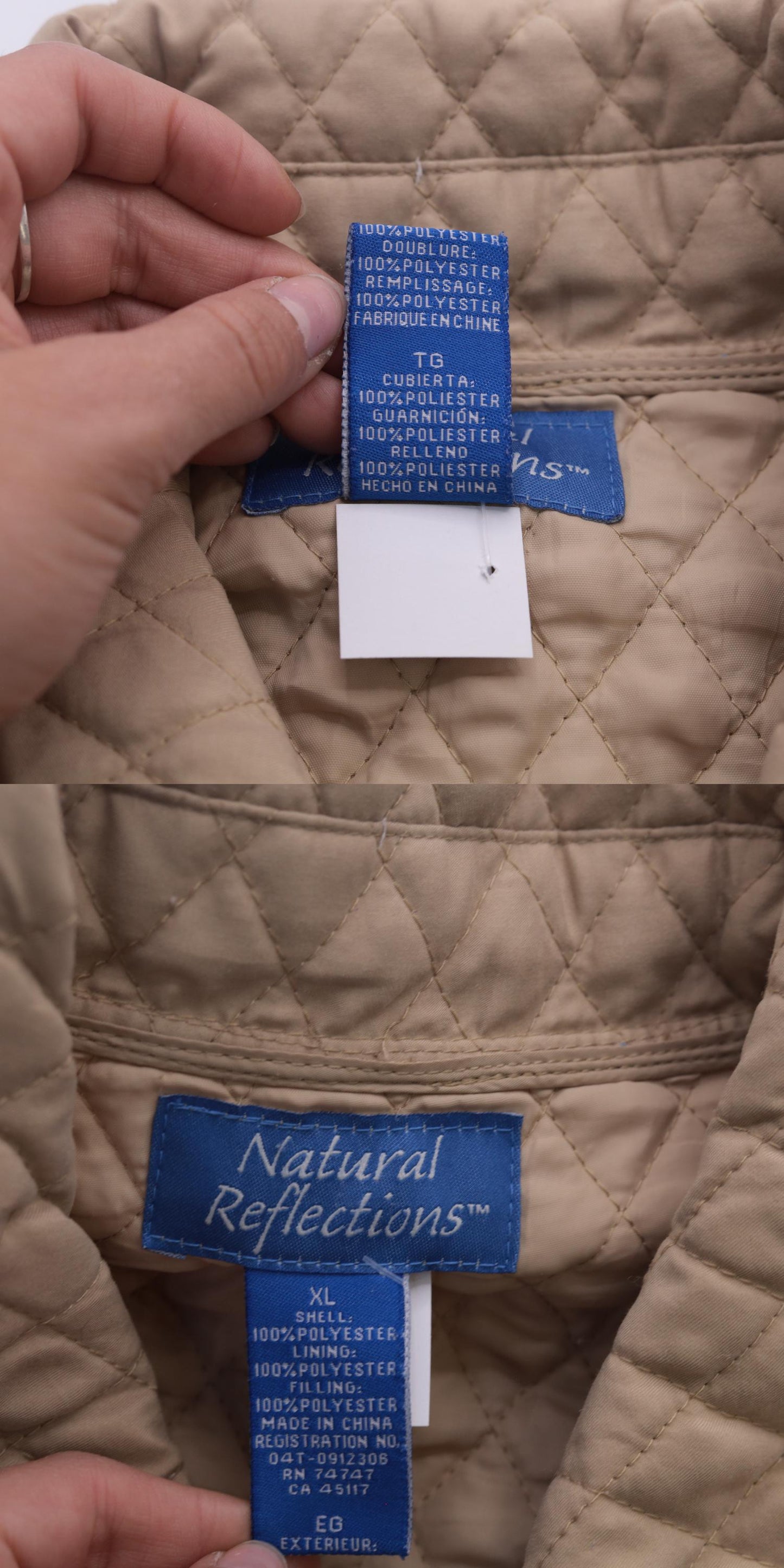 Y2K Tan Quilted Jacket Button Up 00s Liner Coat Women's Extra Large XXL