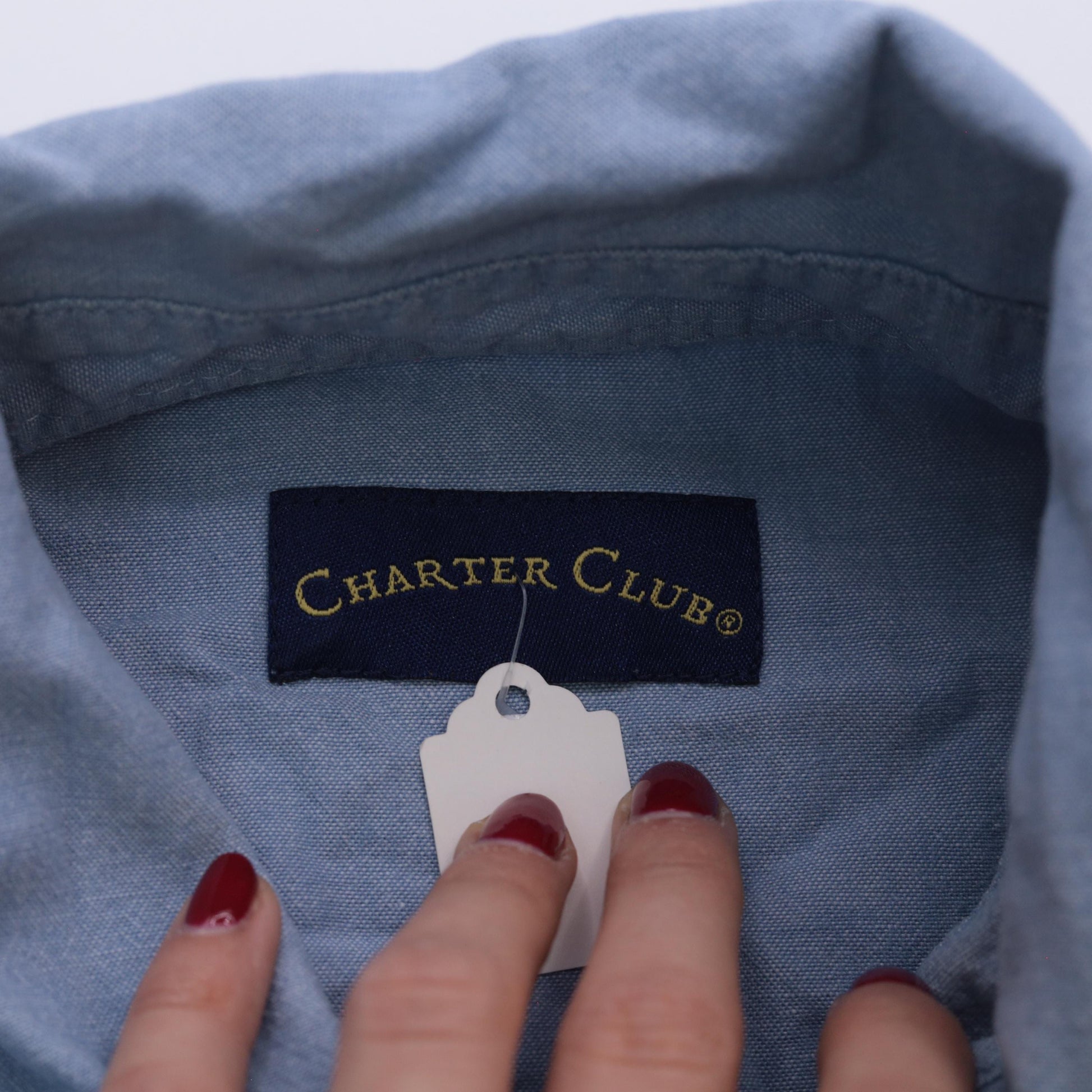 90s Blue Chambray Button-Up Midi Dress Sleeveless Collared A-Line Small S