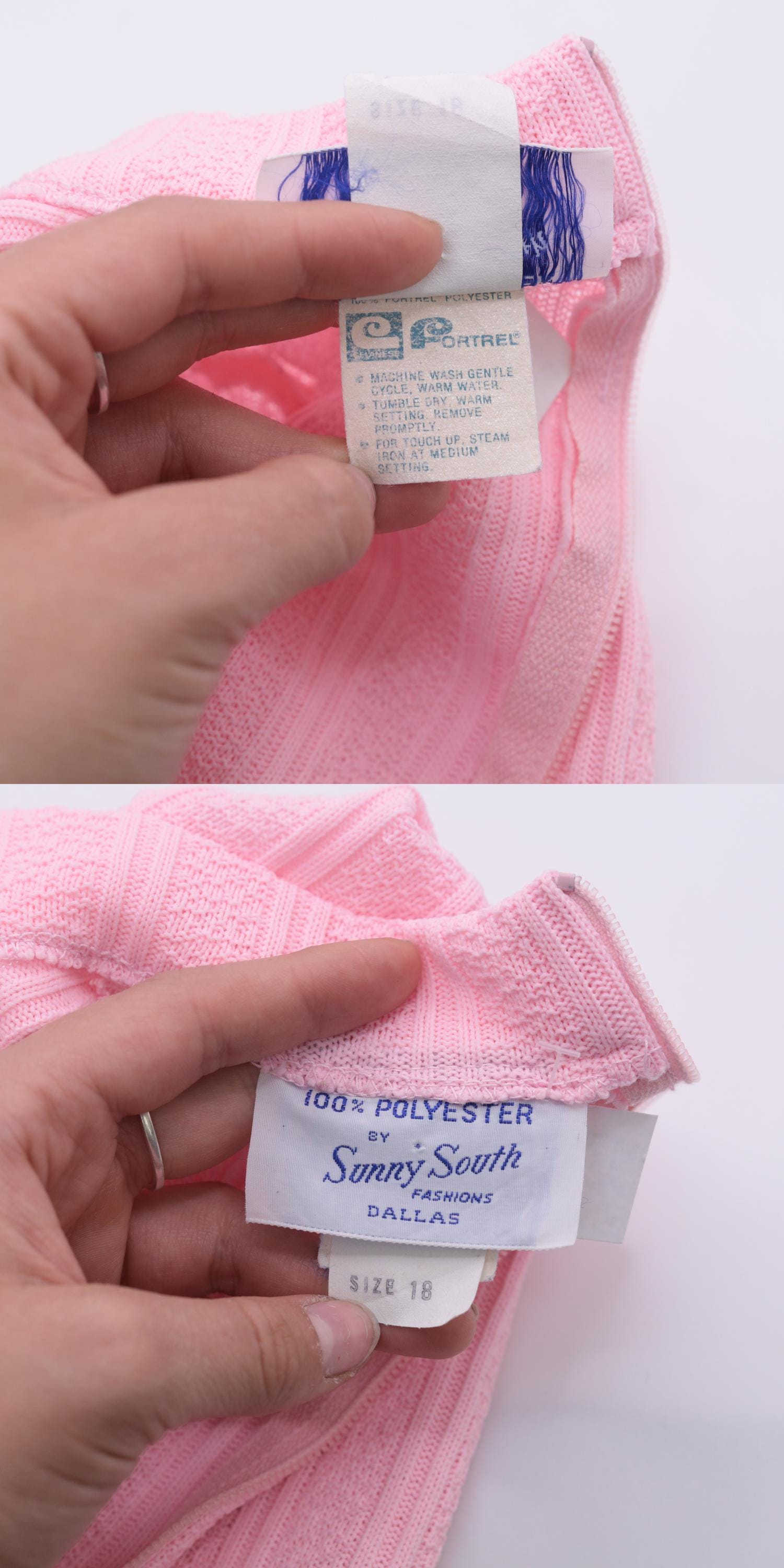 70s Pink Mock Neck Tank Top Ribbed Sleeveless Blouse Large