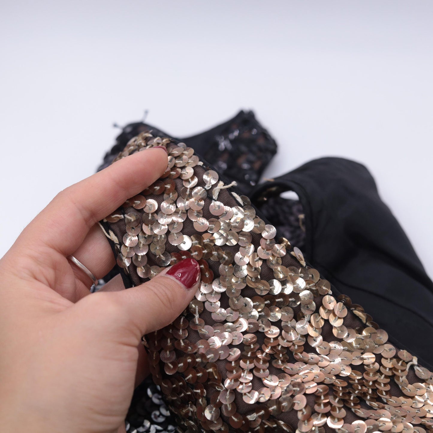 60s Sequin Color Block Mini Dress Gold Black Pewter Mod Sleeveless Small