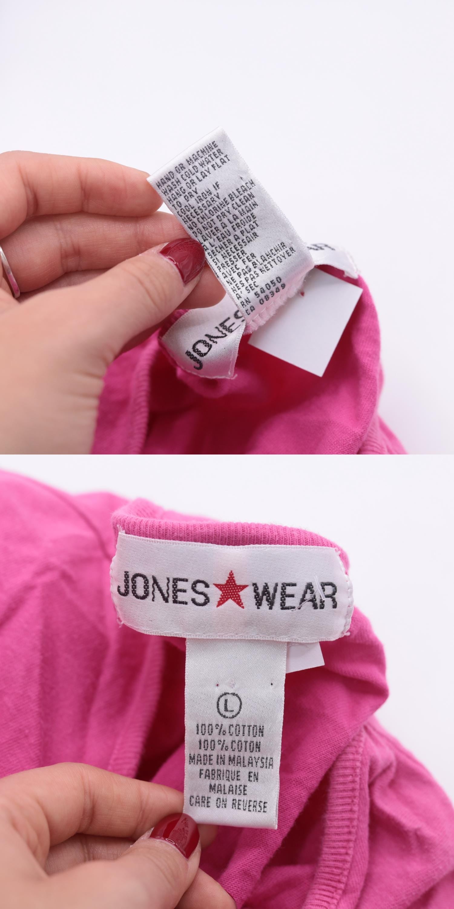 90s Jones Wear Fuchsia T-Shirt Dress Cotton Chest Pocket Drop Waist Midi Medium