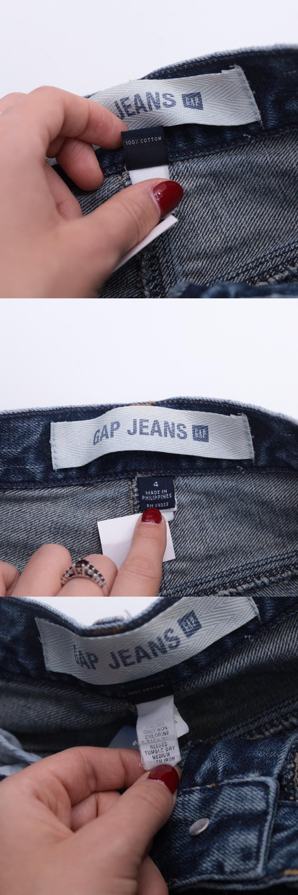 Y2K Gap Denim Midi Skirt High Front Slit Blue Jean Small 4