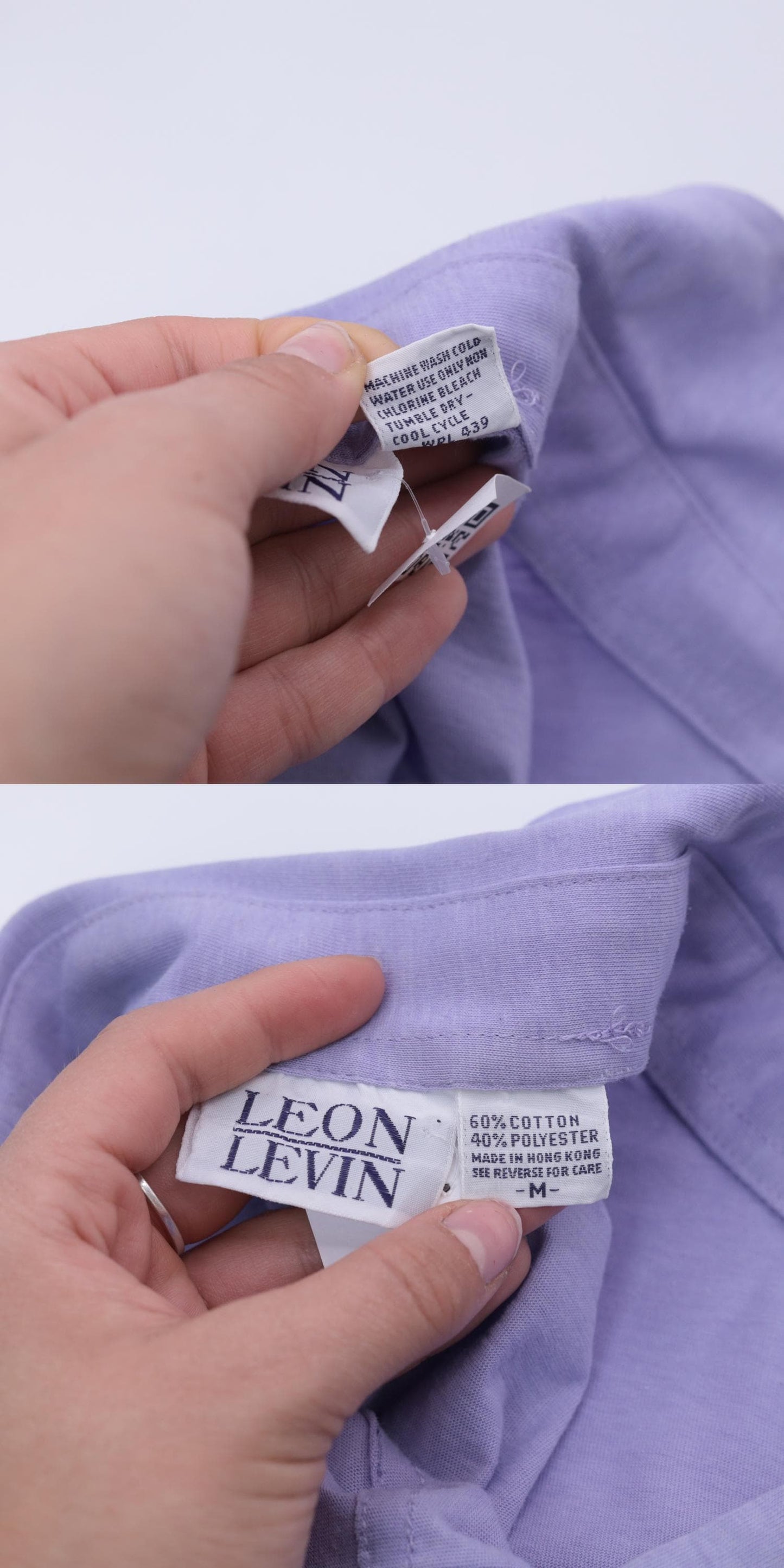 80s Lavender Polo Shirt Leon Levin Button Up Short Sleeve Medium