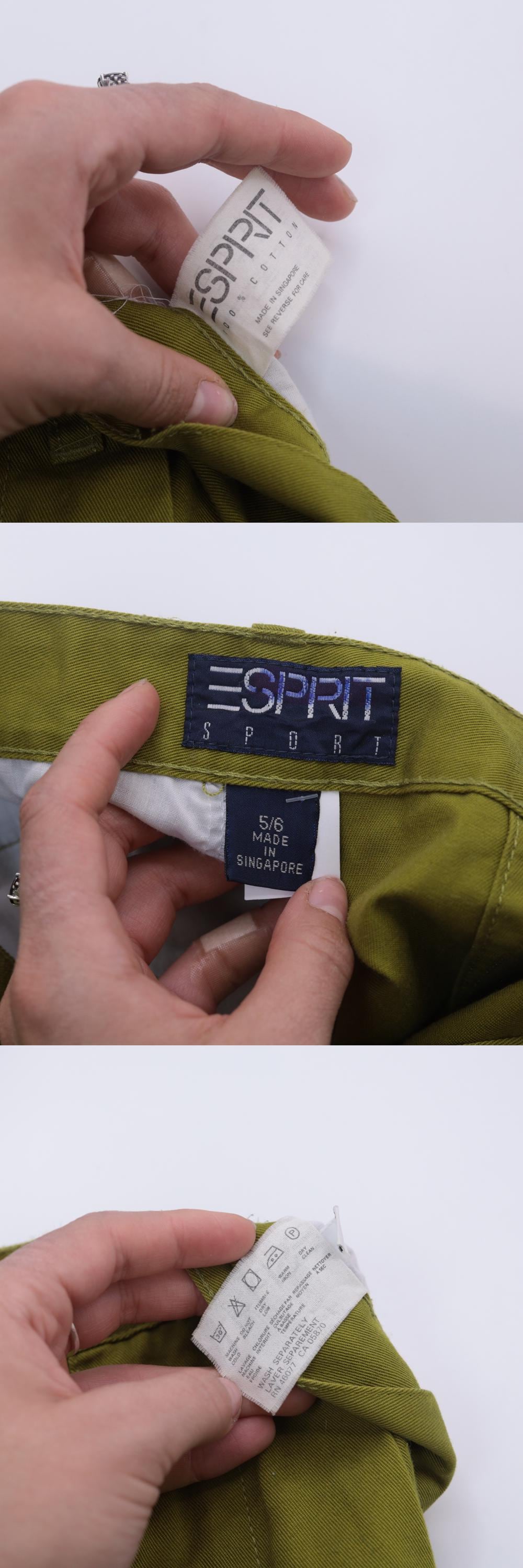90s Esprit Sport Olive Green Cotton Pencil Skirt High Waist Mini Extra Small
