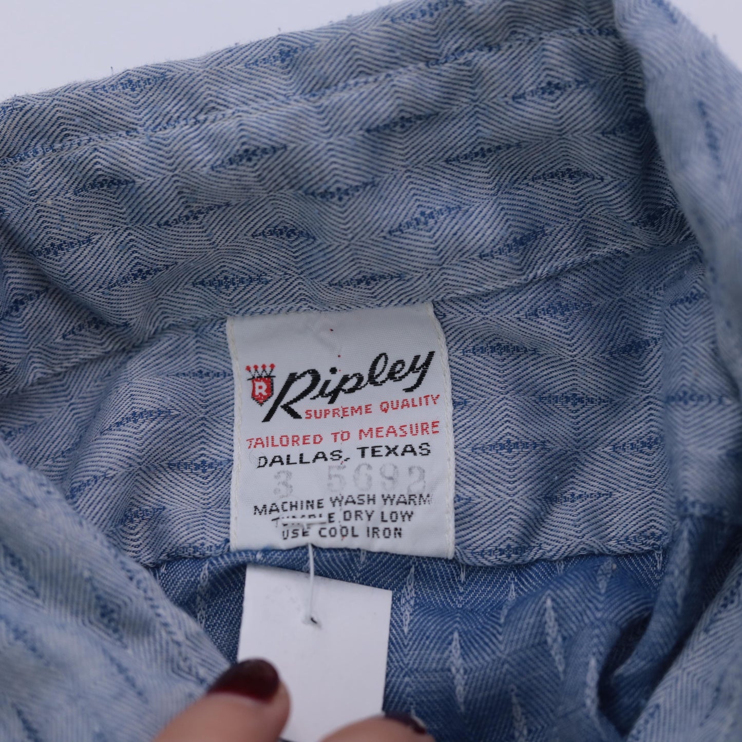 70s Light Blue Dash Stripe Button Down Shirt Cotton Blend Men's Large L