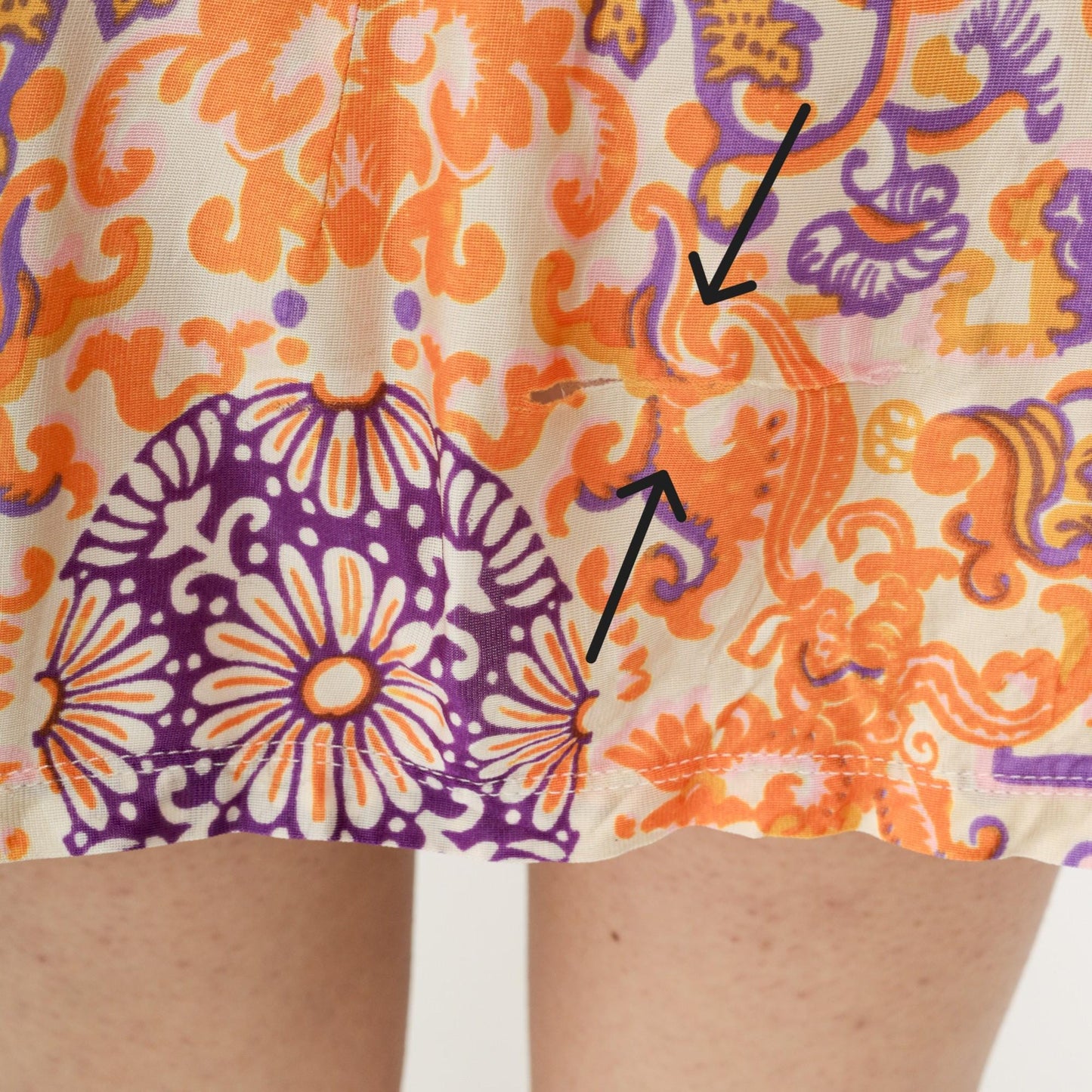 1960s Psychedelic Floral Mini Dress Mandarin Collar Long Sleeve Pink Orange Purple Small