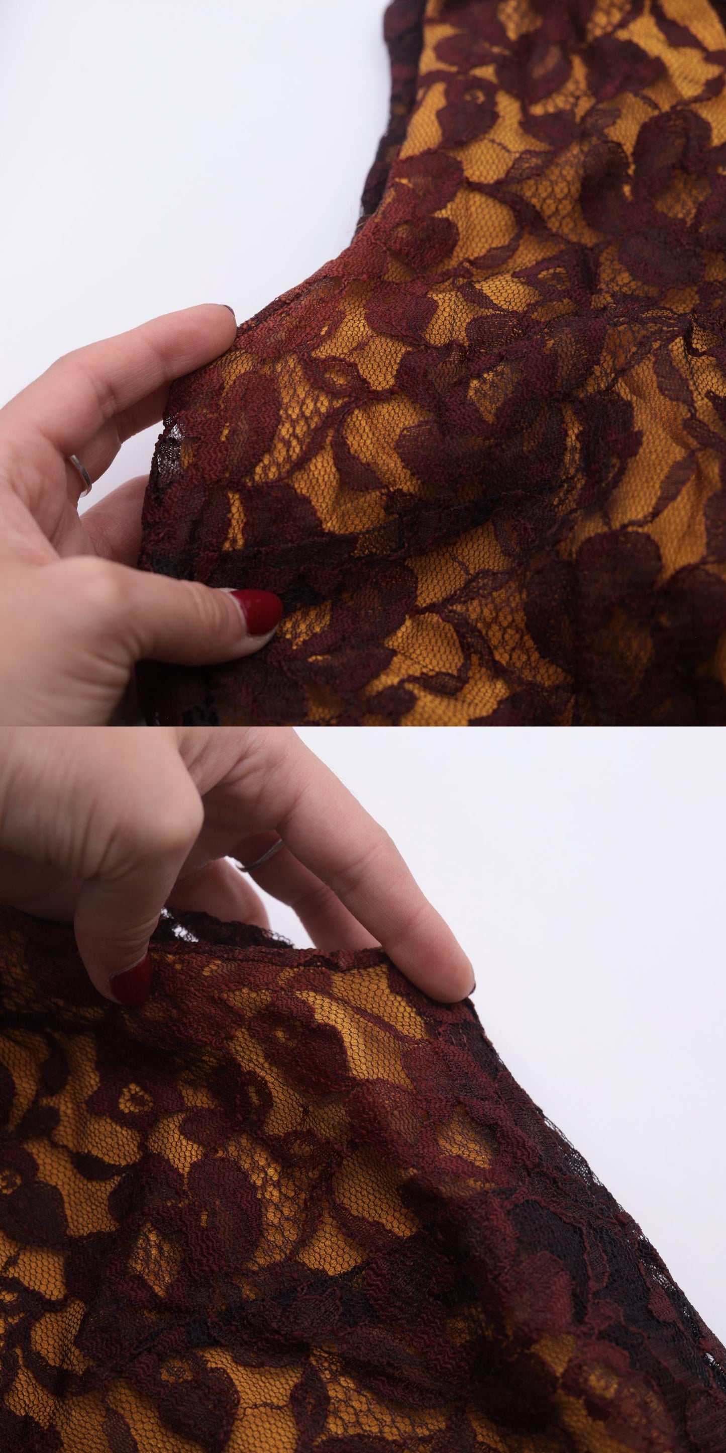 60s Orange Lace Cocktail Dress Shift Sleeveless Mini Small S