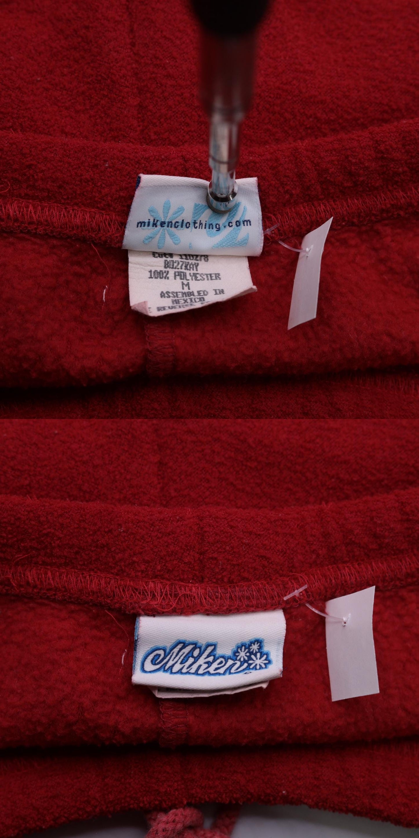 Y2K Red Terry Cloth Shorts White Striped Drawstring Small