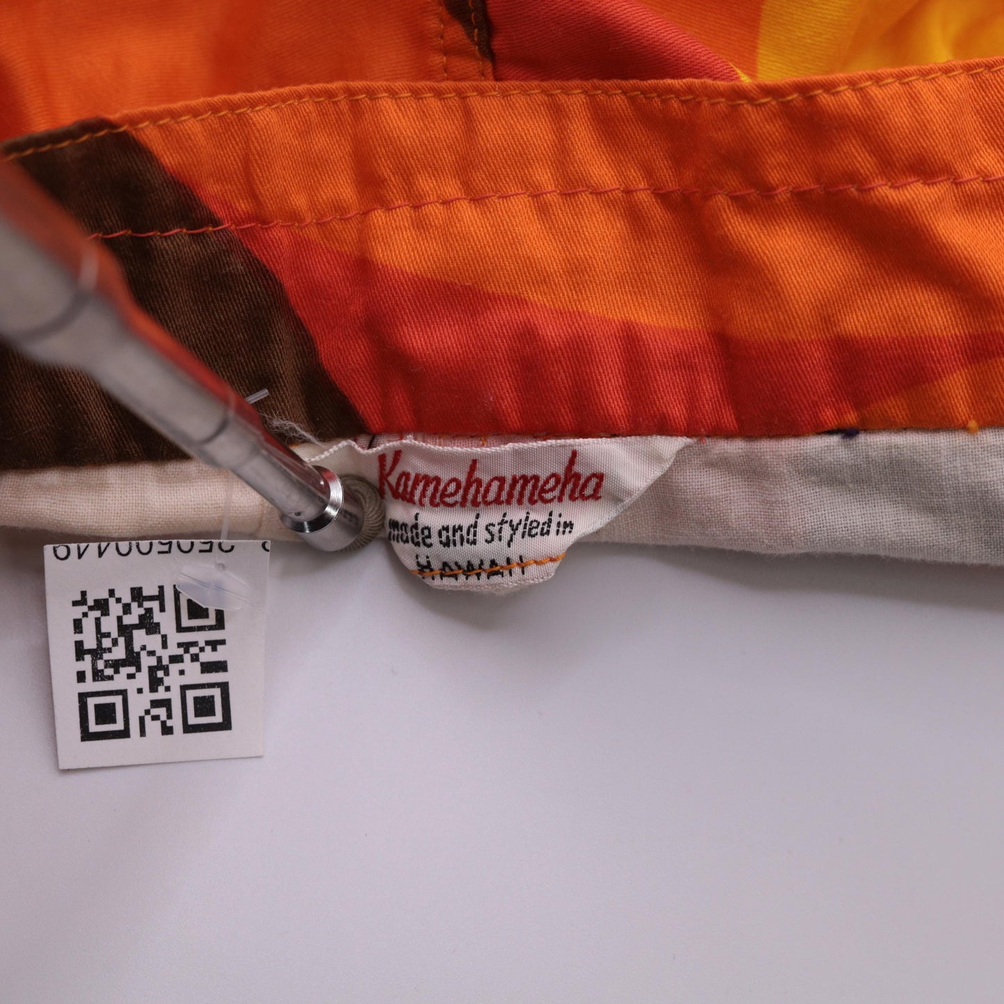 70s Kamehameha Hawaii Board Shorts Abstract Print Orange Yellow Medium