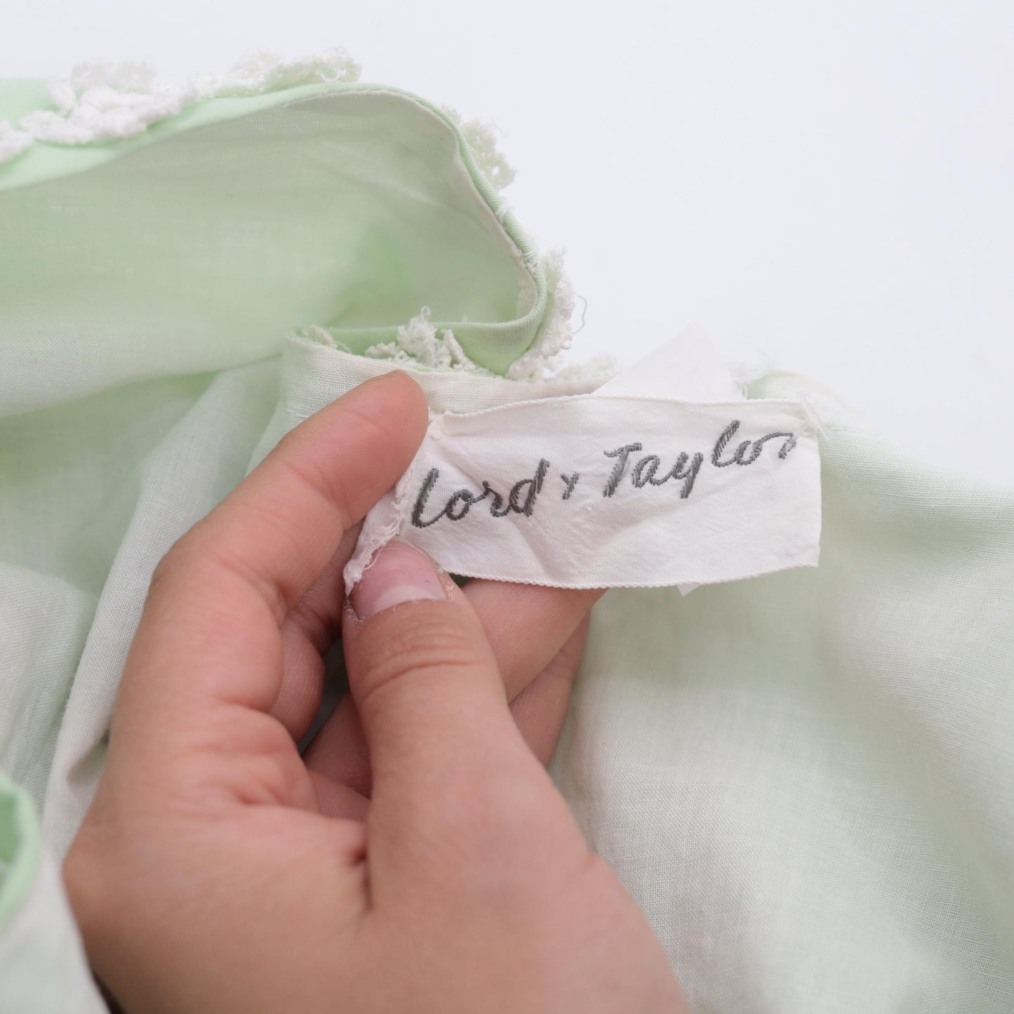 70s Lord & Taylor Green Floral Wrap Dress Embroidered V Neck Mini Medium M