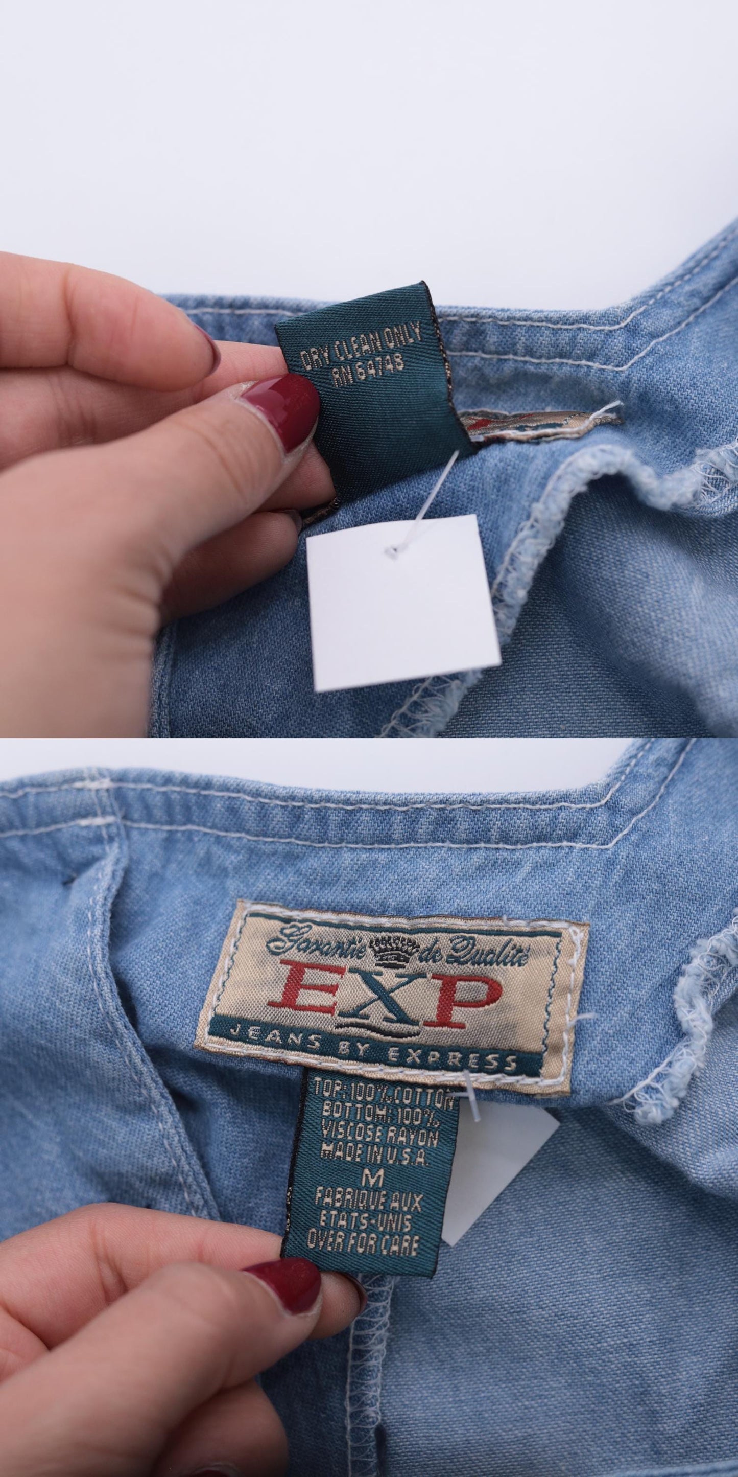 90s Jeans by Express Floral Denim Mini Dress High Waist Blue Small