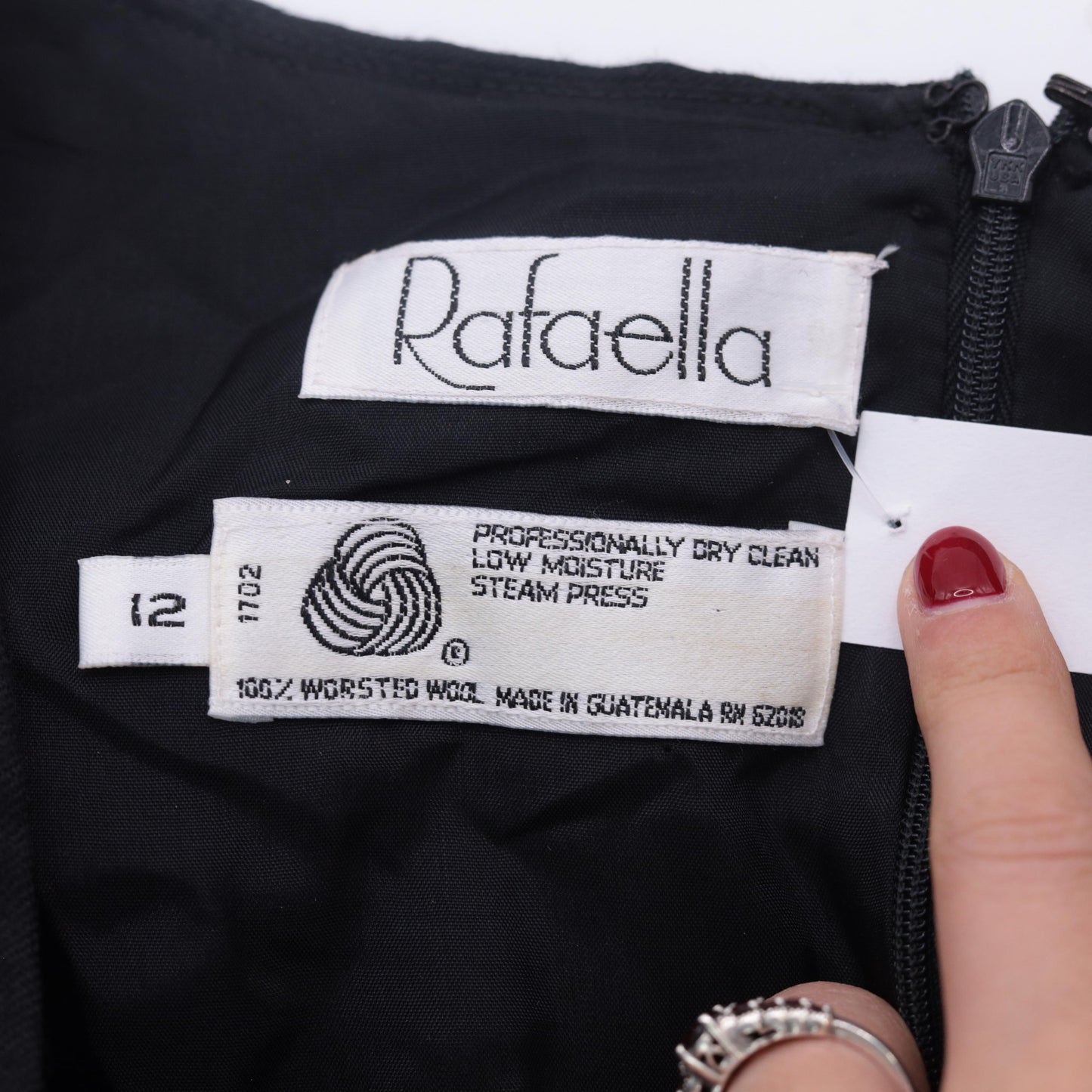 90s Rafaella Black Wool Shift Dress Pleated Scoop Neck Sleeveless Mini Large