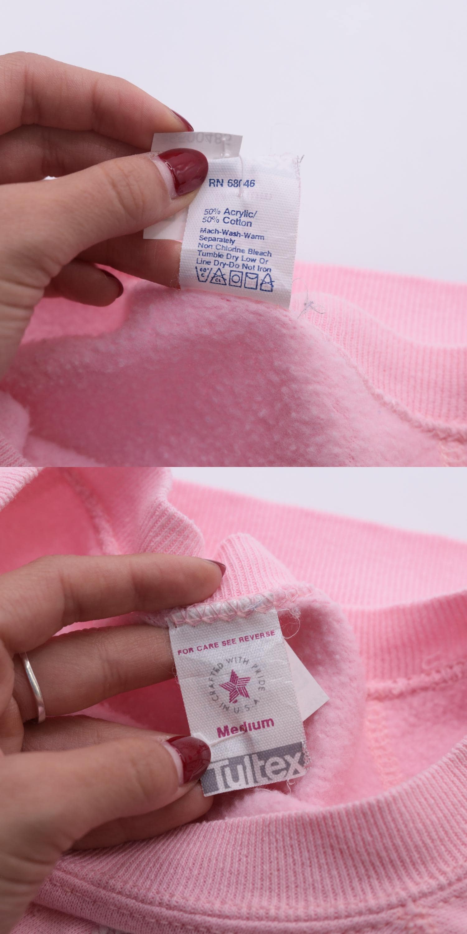 80s Pink Duck Embroidered Raglan Sweatshirt Heart Animal Crewneck Small