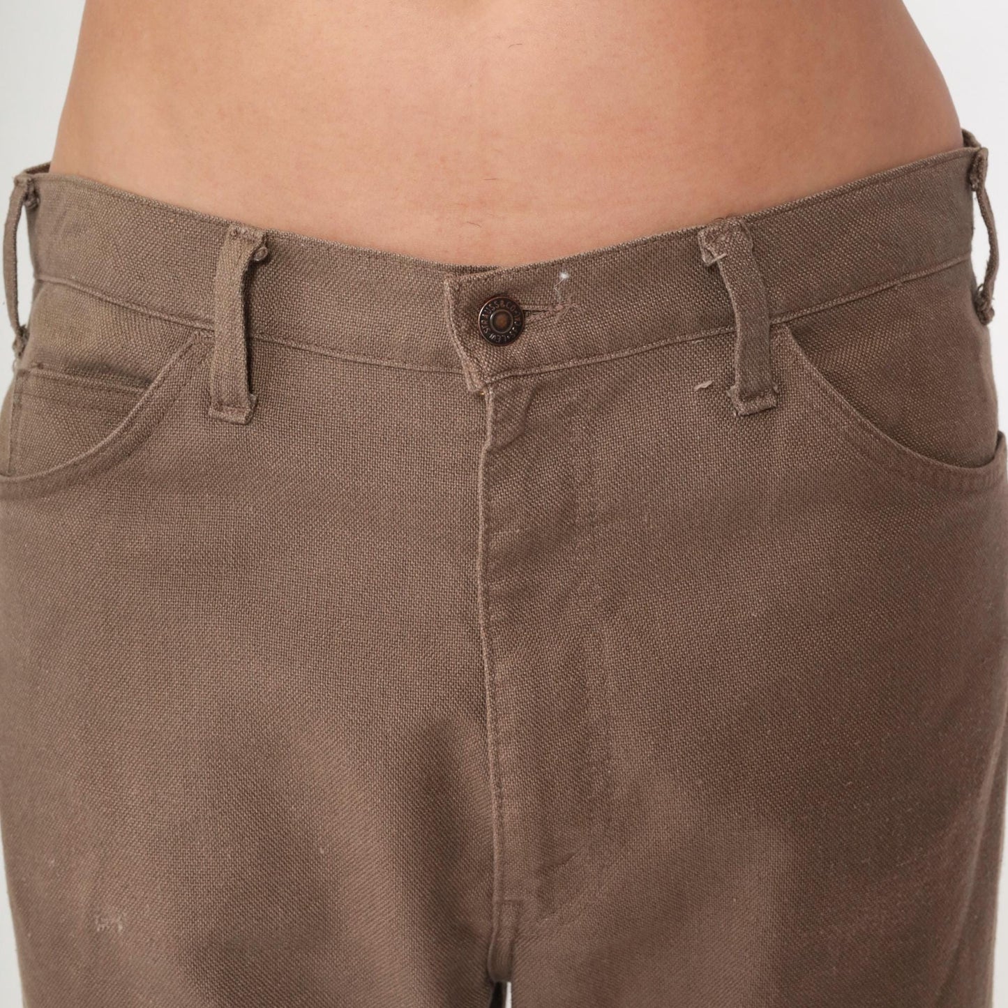 70s Levi's Sta-Prest Brown Straight Leg High Waist Trousers 36x32