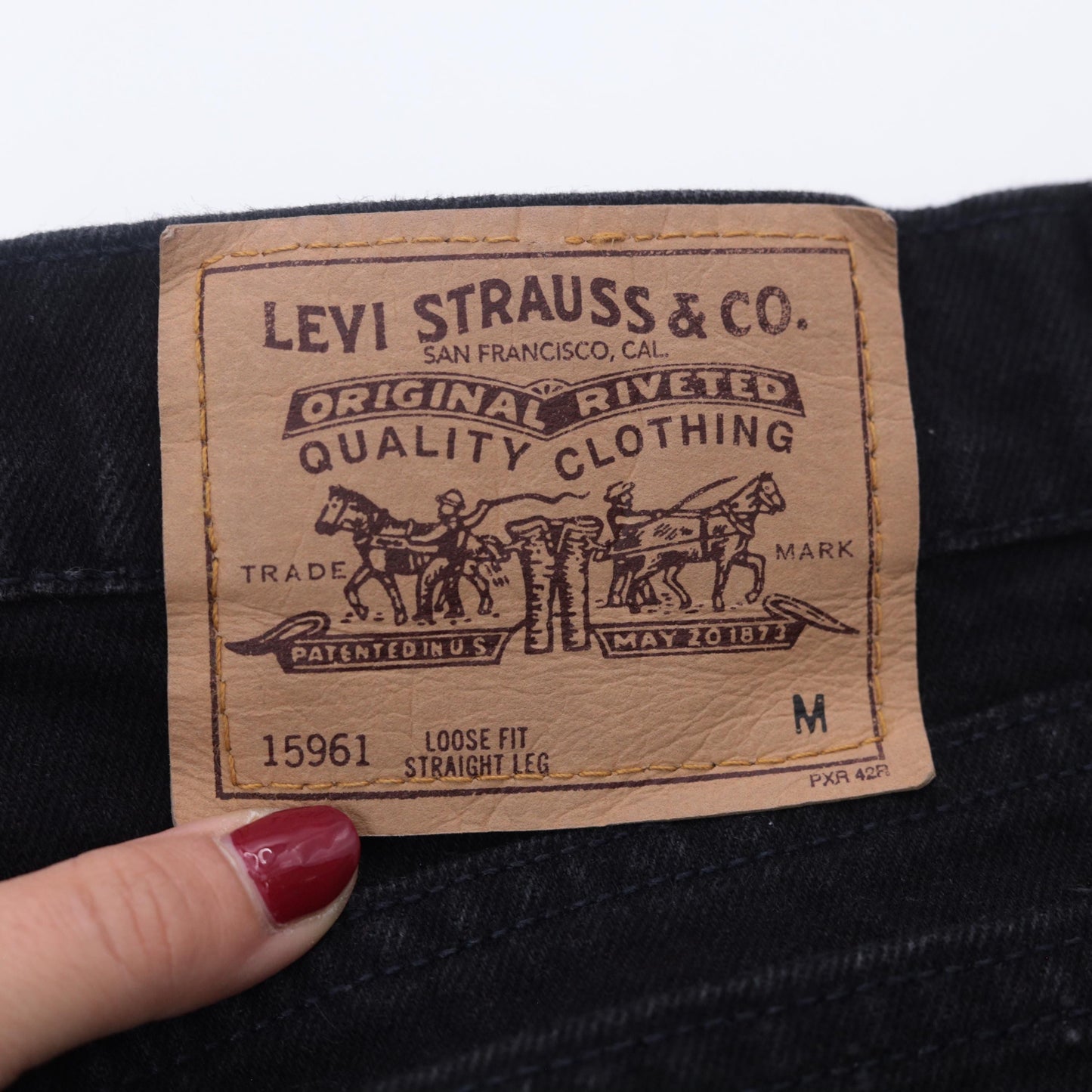 90s Levi's 961 Black Denim High-Waist Straight Leg Jeans Medium 8