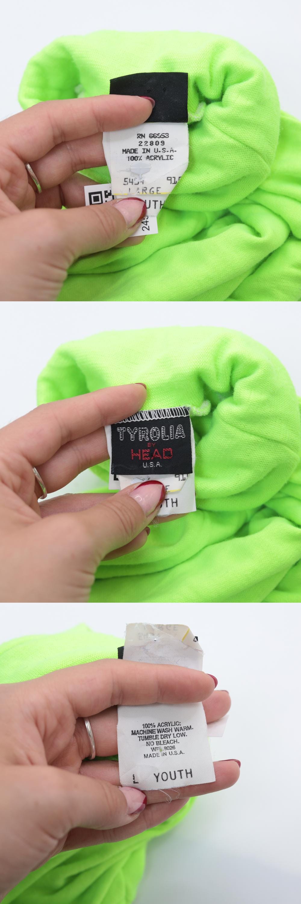 80s Tyrolia by Head Neon Green Turtleneck Long Sleeve Ski Top Youth Large