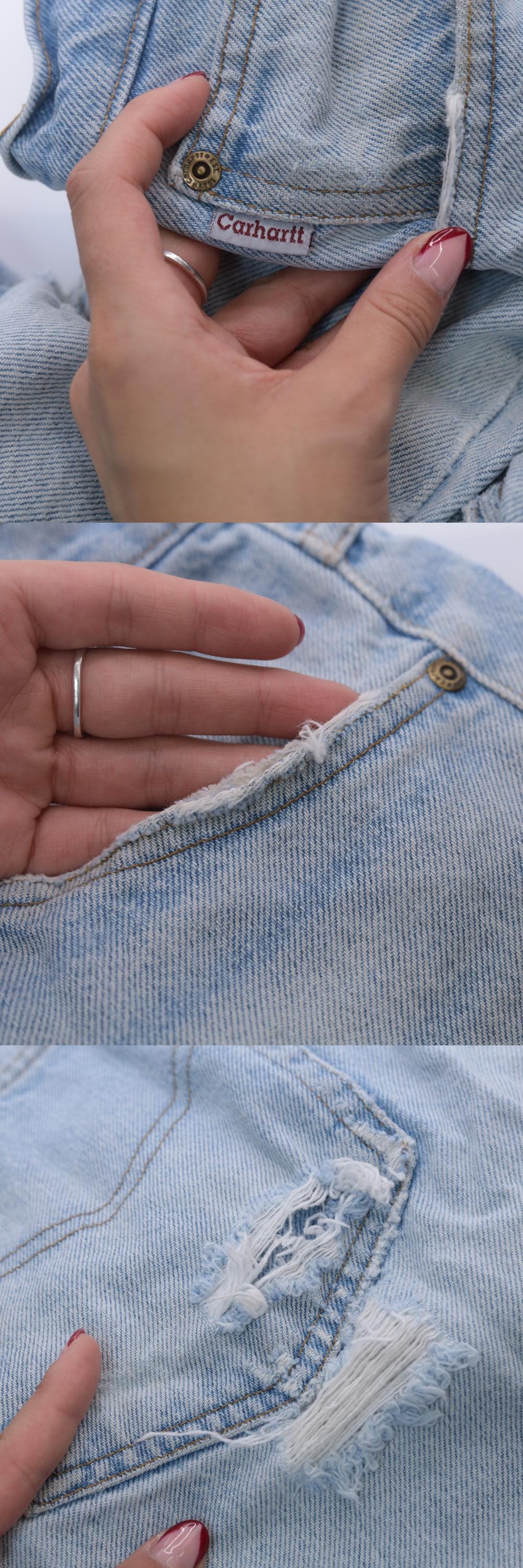 90s Carhartt Light Wash Straight Leg Jeans Distressed Denim Men's 33x36