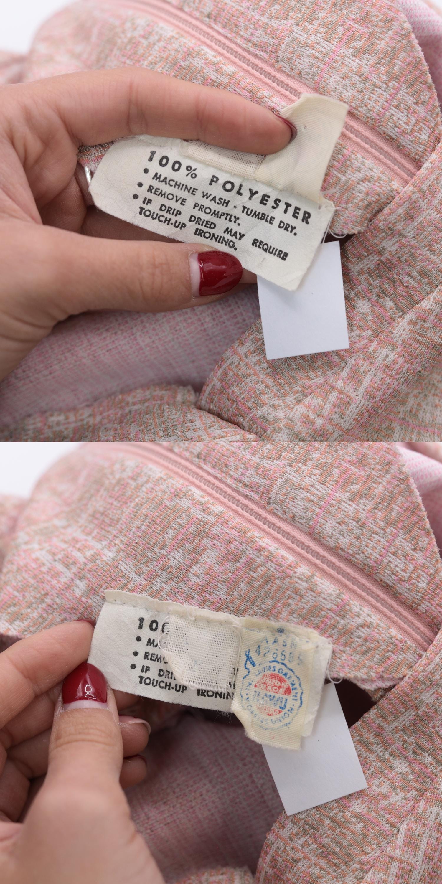 70s Mod Mini Dress Pink Checkered Shift V-Neck Belted Short Sleeve Medium M