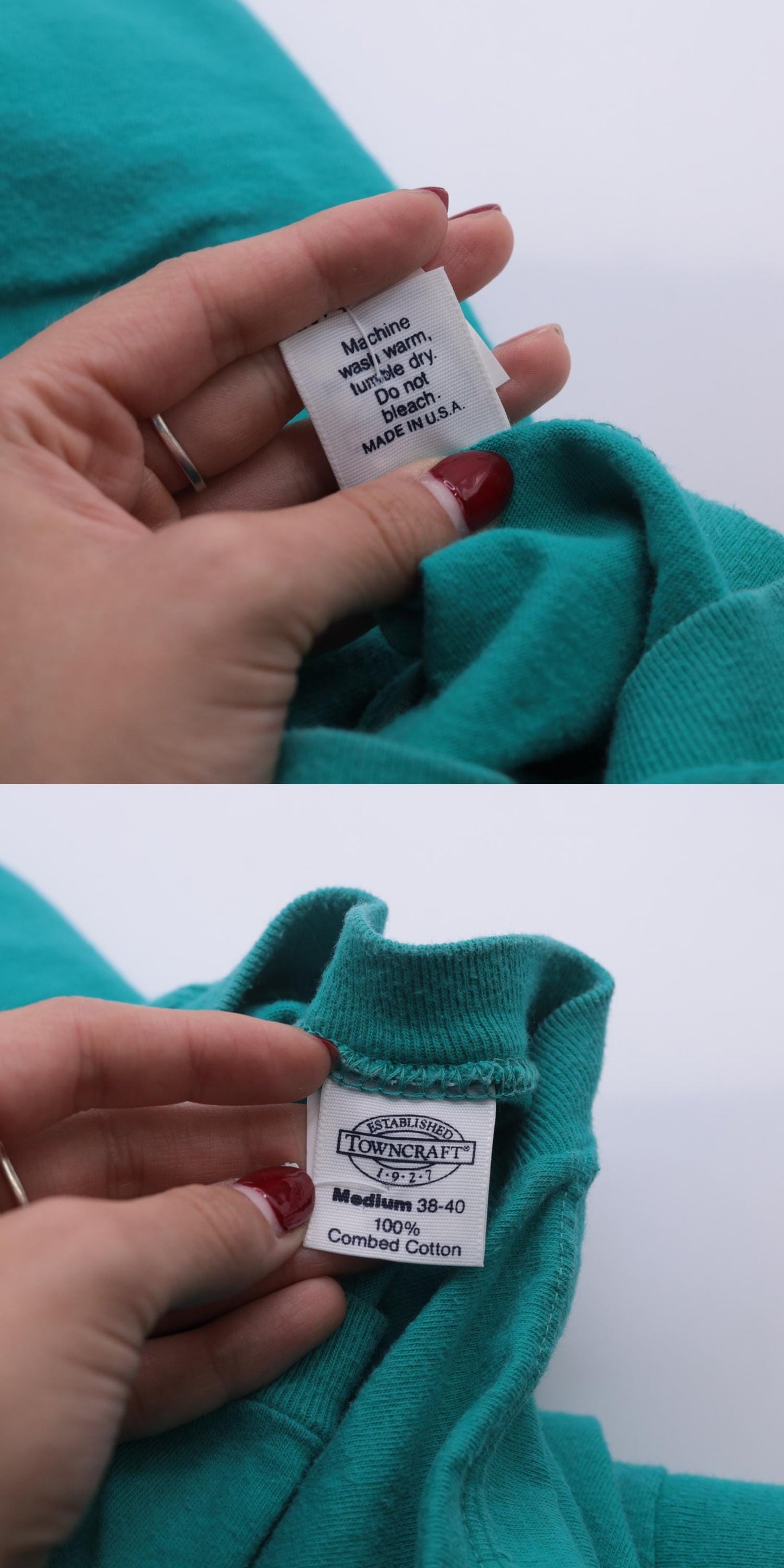 90s Towncraft Teal Muscle Tank Top Crewneck Single Stitch Cotton Small
