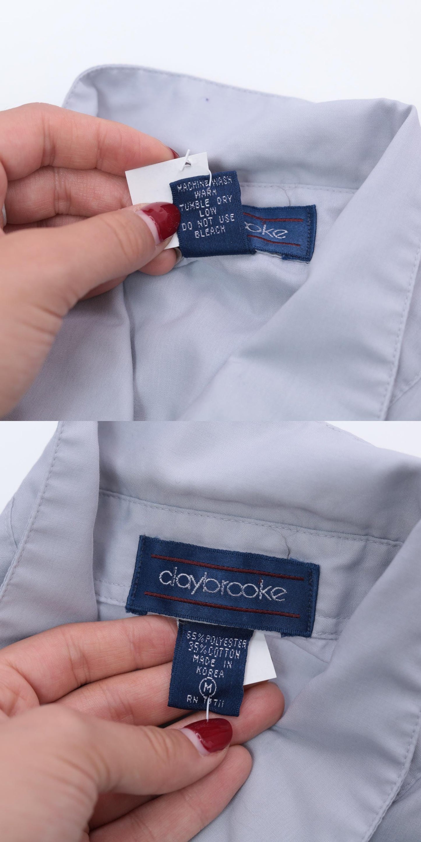 80s Claybrooke Grey-Blue Utility Shirt Button Up Chest Pocket Medium M