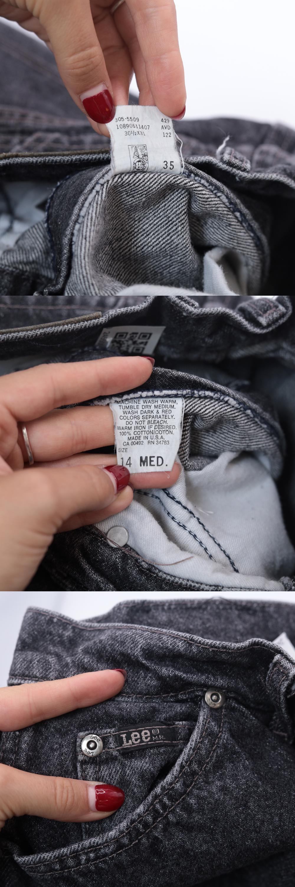 90s Lee Riders Acid Wash Black Jeans High Rise Straight Leg Medium