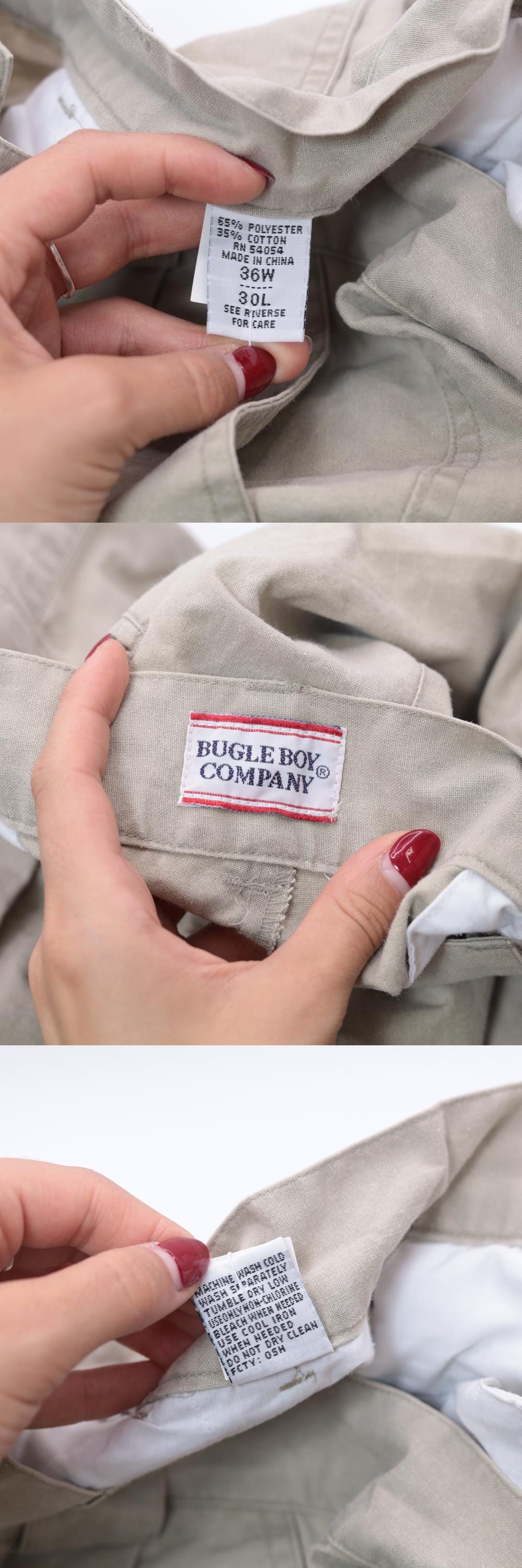 90s Bugle Boy Khaki Cargo Pants Pleated Straight Leg Men's 36x30