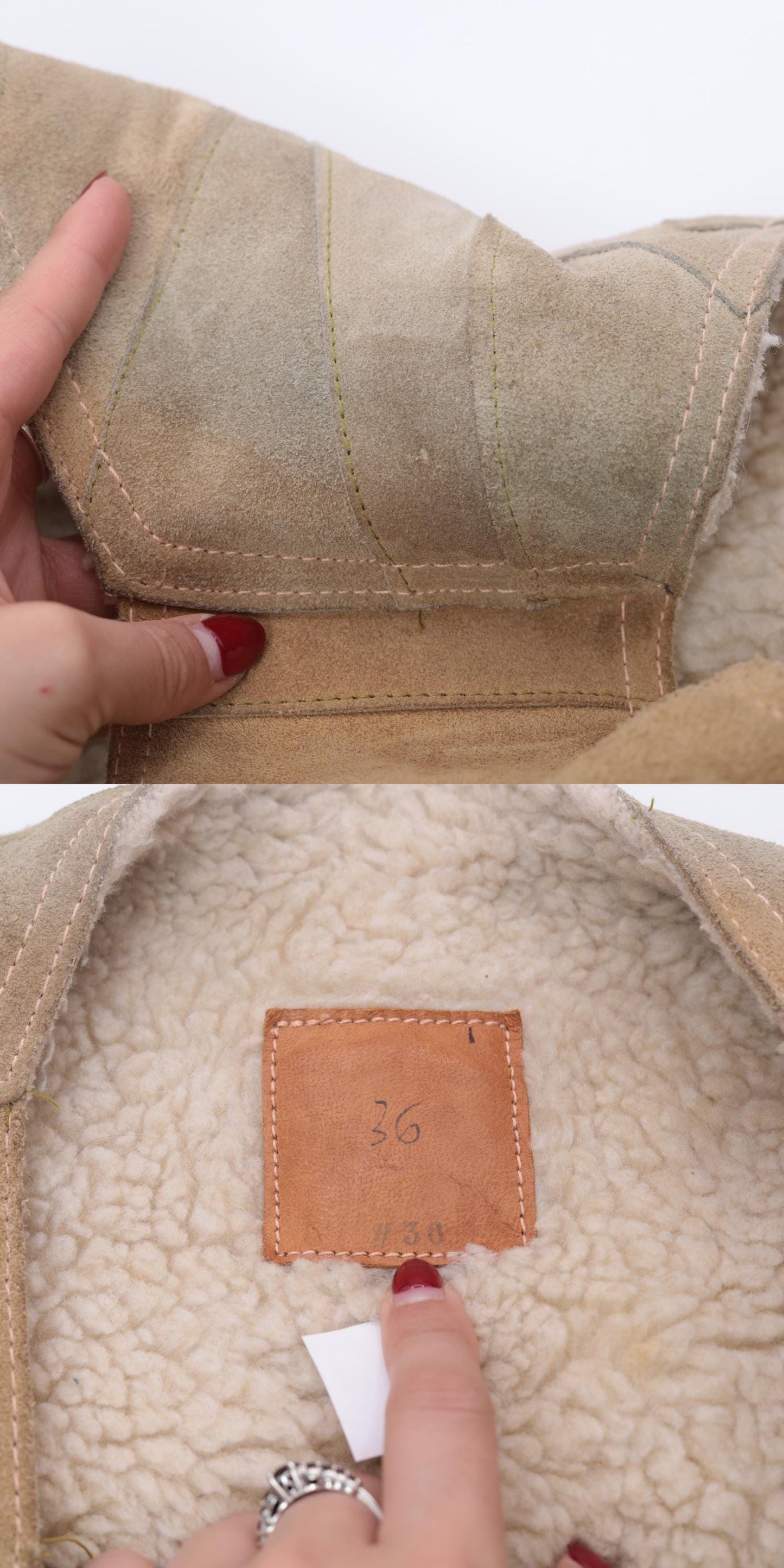 70s Tan Patchwork Suede Vest Sherpa Lined Snap Front Sleeveless Small