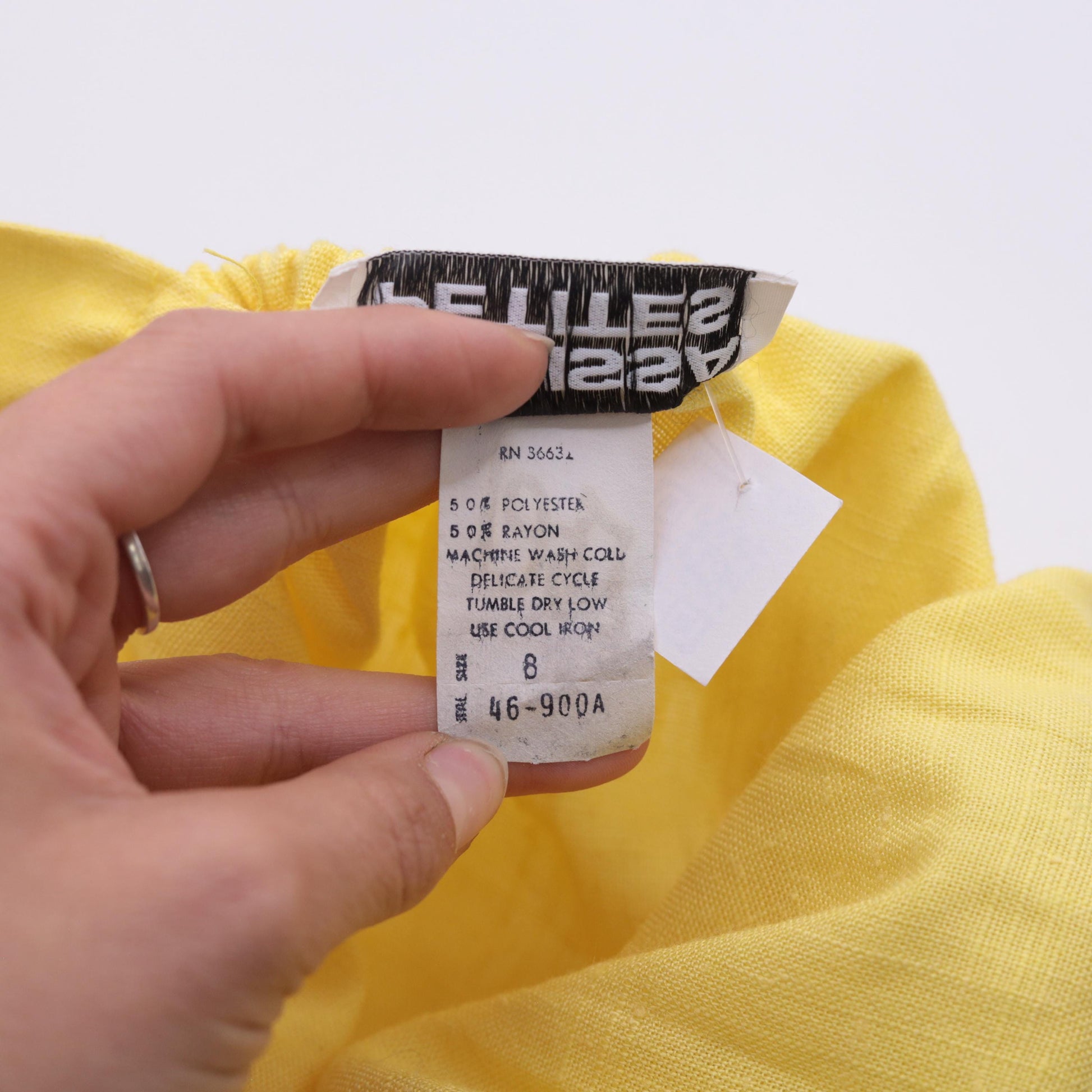 80s Yellow Sleeveless Midi Dress High Waist Square Neck Small S