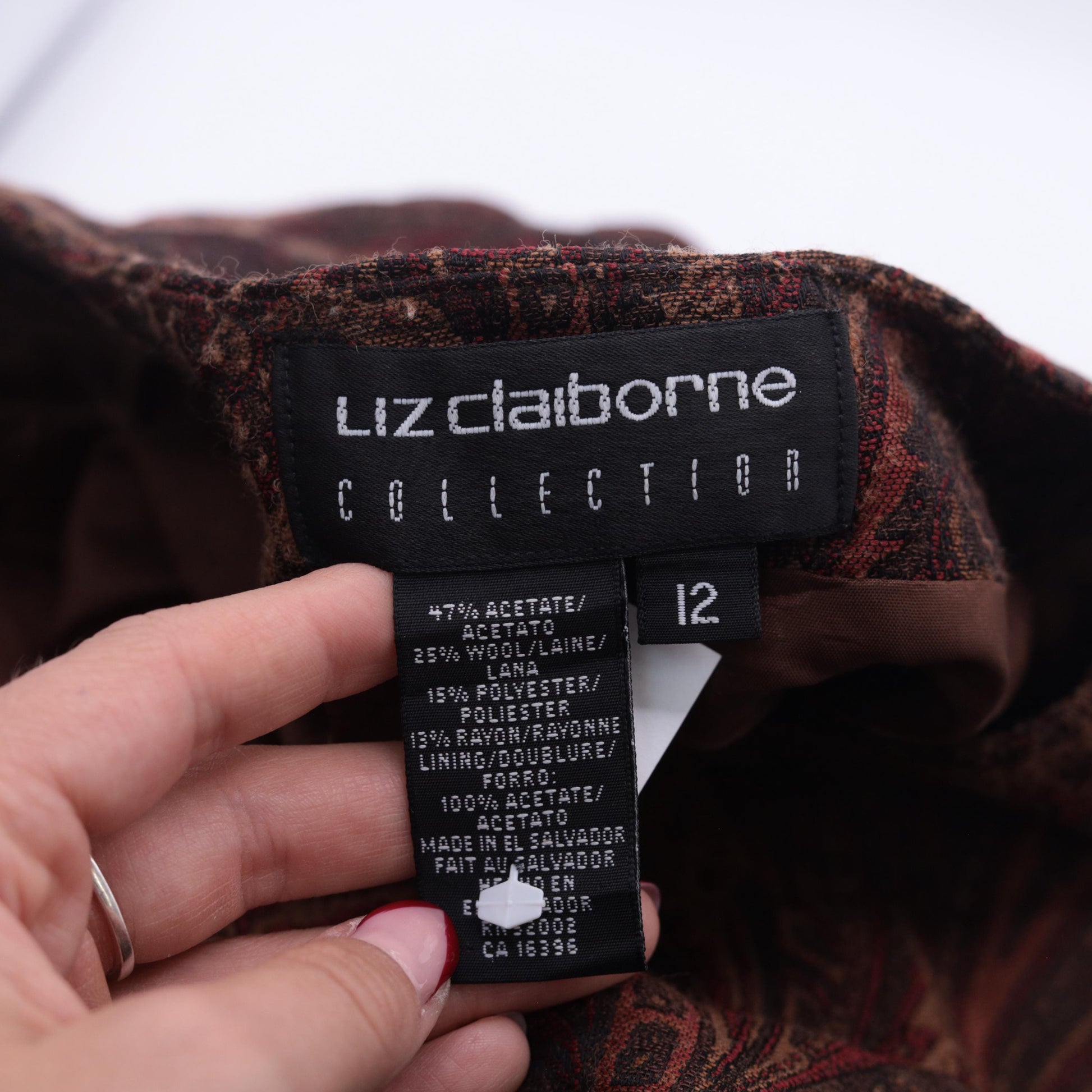 90s Liz Claiborne Paisley Jacquard Vest Button-Up V-Neck Burnt Orange Large