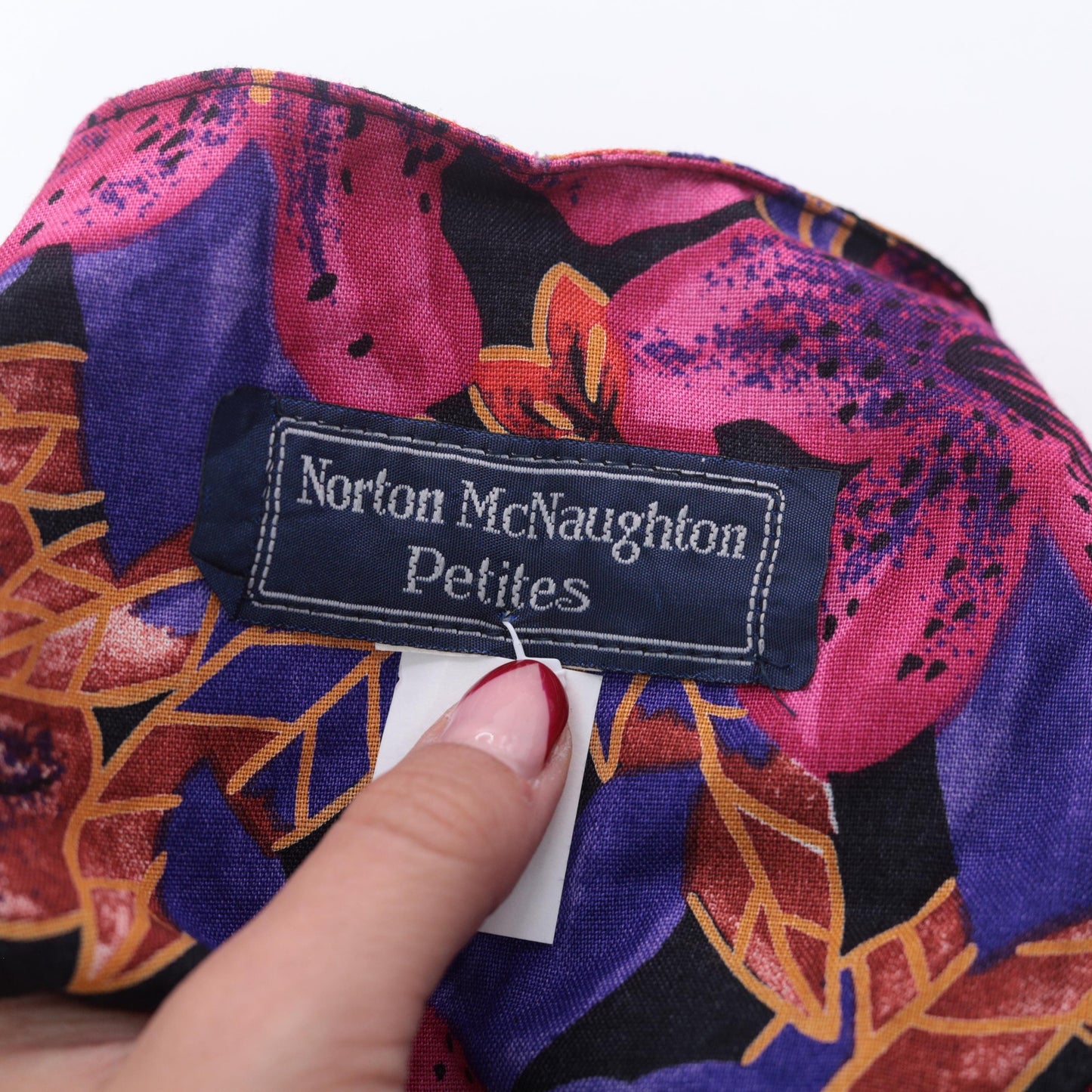 80s Norton McNaughton Tropical Floral Button-Up Blouse Fuchsia Small