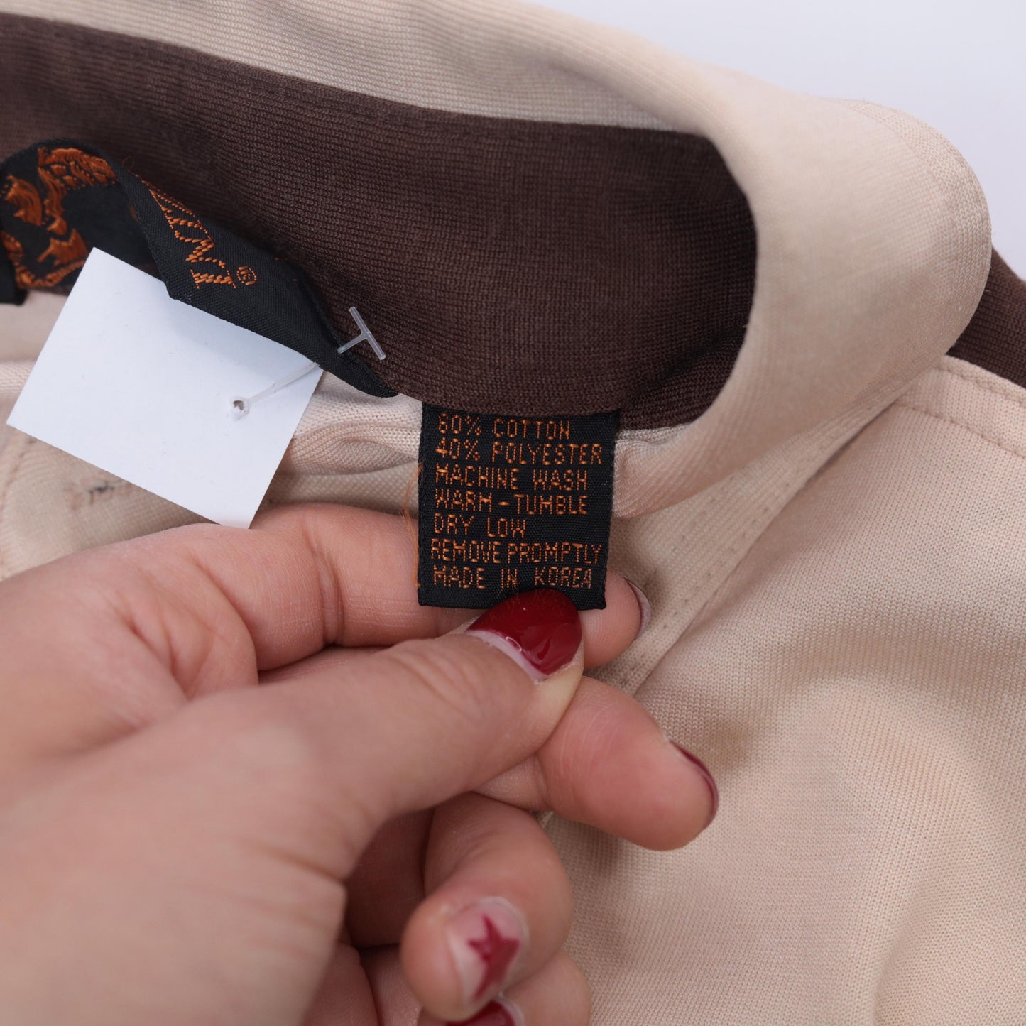 80s Bronzini Beige Polo Shirt Unicorn Emblem Epaulet Medium Tall