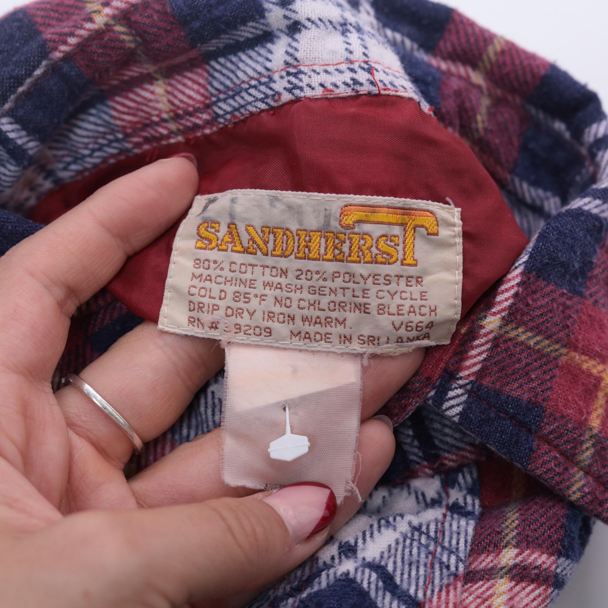 80s Red White Blue Plaid Flannel Button-Up Shirt Small S