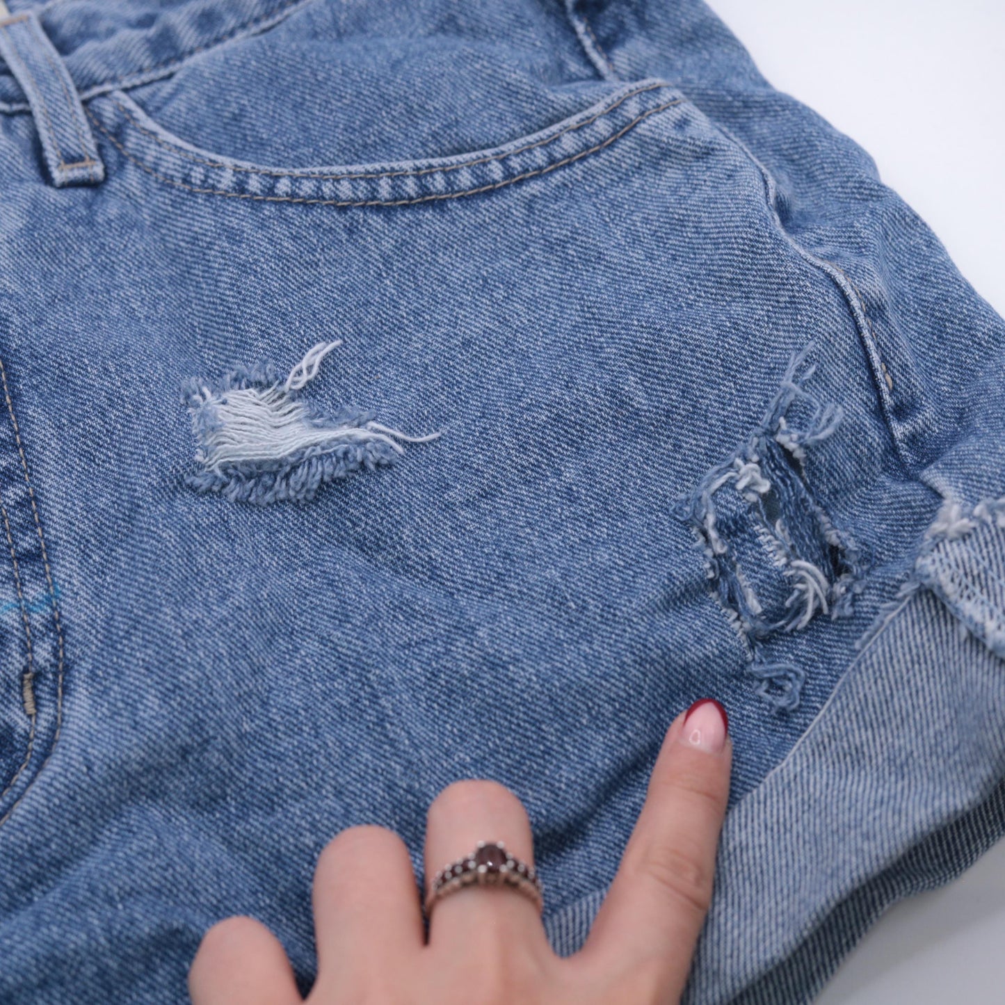 90s Guess Denim Cutoff Shorts High Waisted Distressed Blue Medium