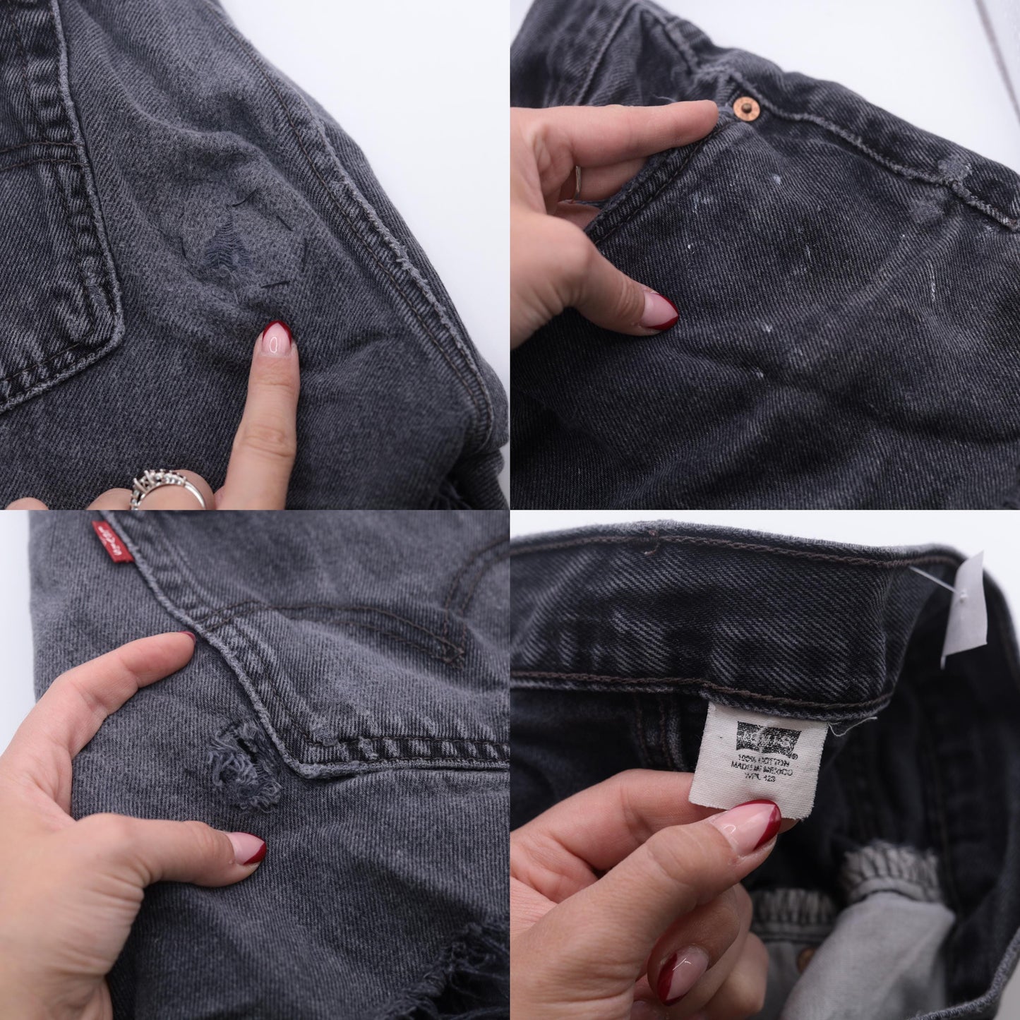 90s Levi's 501 Black Denim Cut-Off Shorts Distressed Frayed Medium