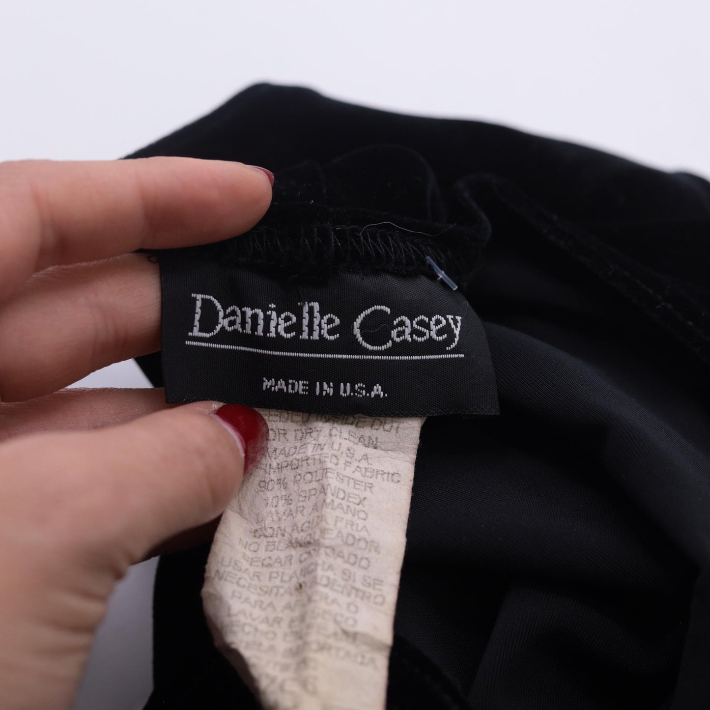 90s Danielle Casey Black Velvet Maxi Dress Embroidered Floral Scoop Neck Small 6