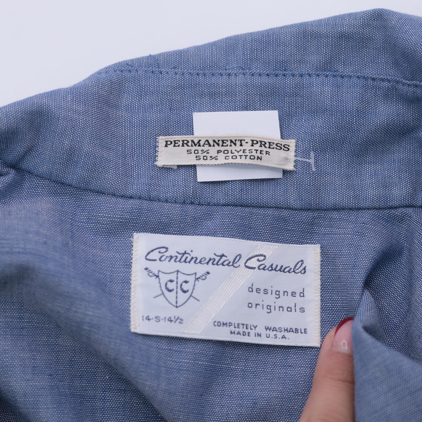 70s Continental Casuals Western Chambray Shirt Blue Pearl Snap Small