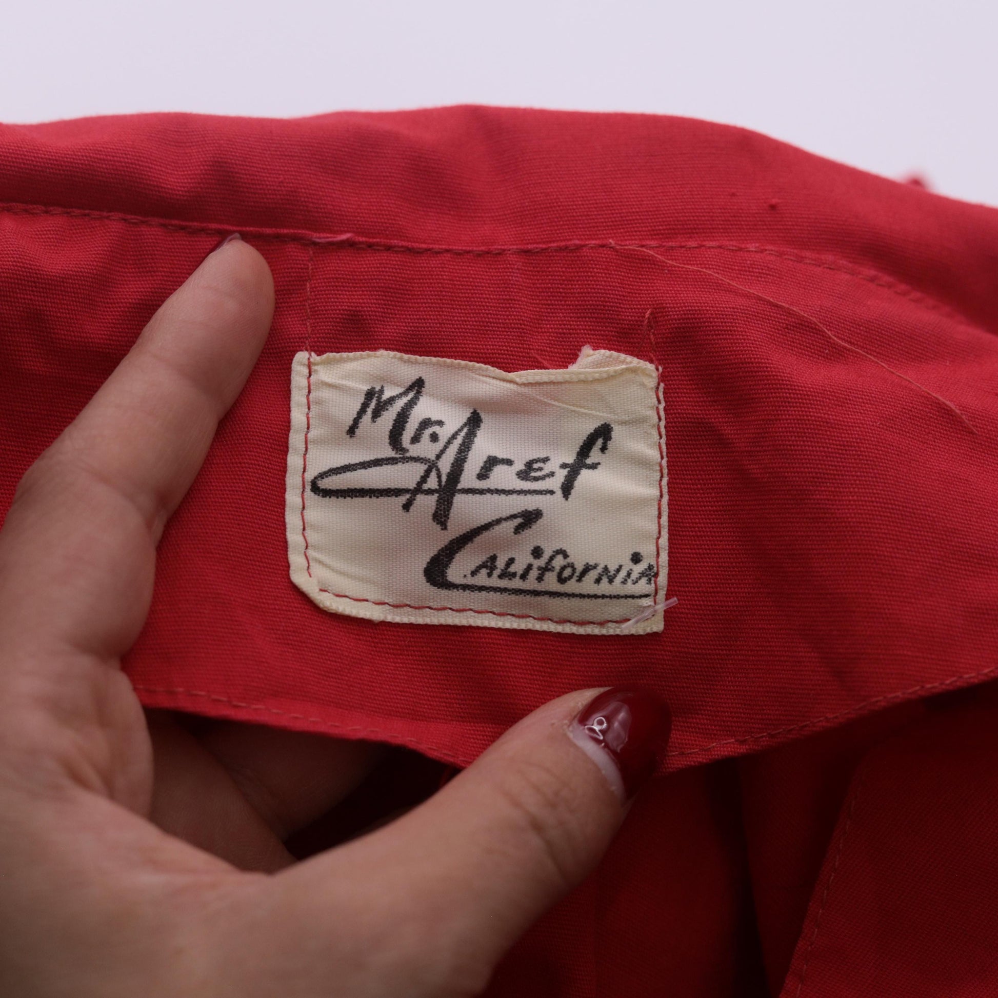 60s Mr. Aref California Red Sailor Dress White Stripe Midi A-Line Small