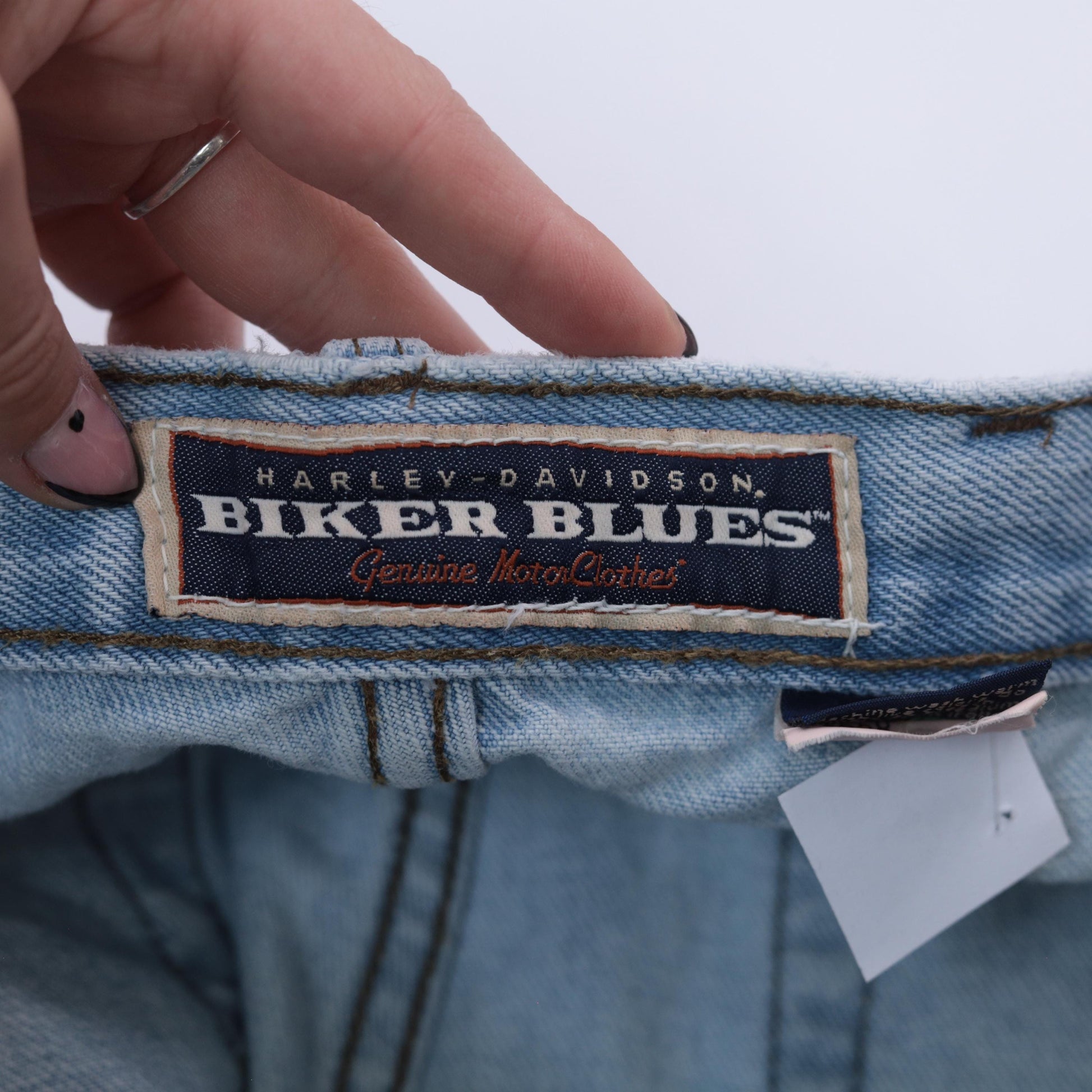 90s Harley Davidson Biker Blues Light Wash Jeans High Waist Straight Leg Large L