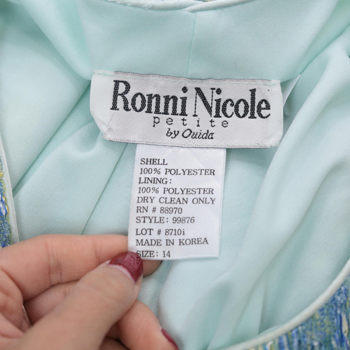 90s Ronni Nicole Iridescent Shimmer Shift Dress Blue Green Knee Length Large