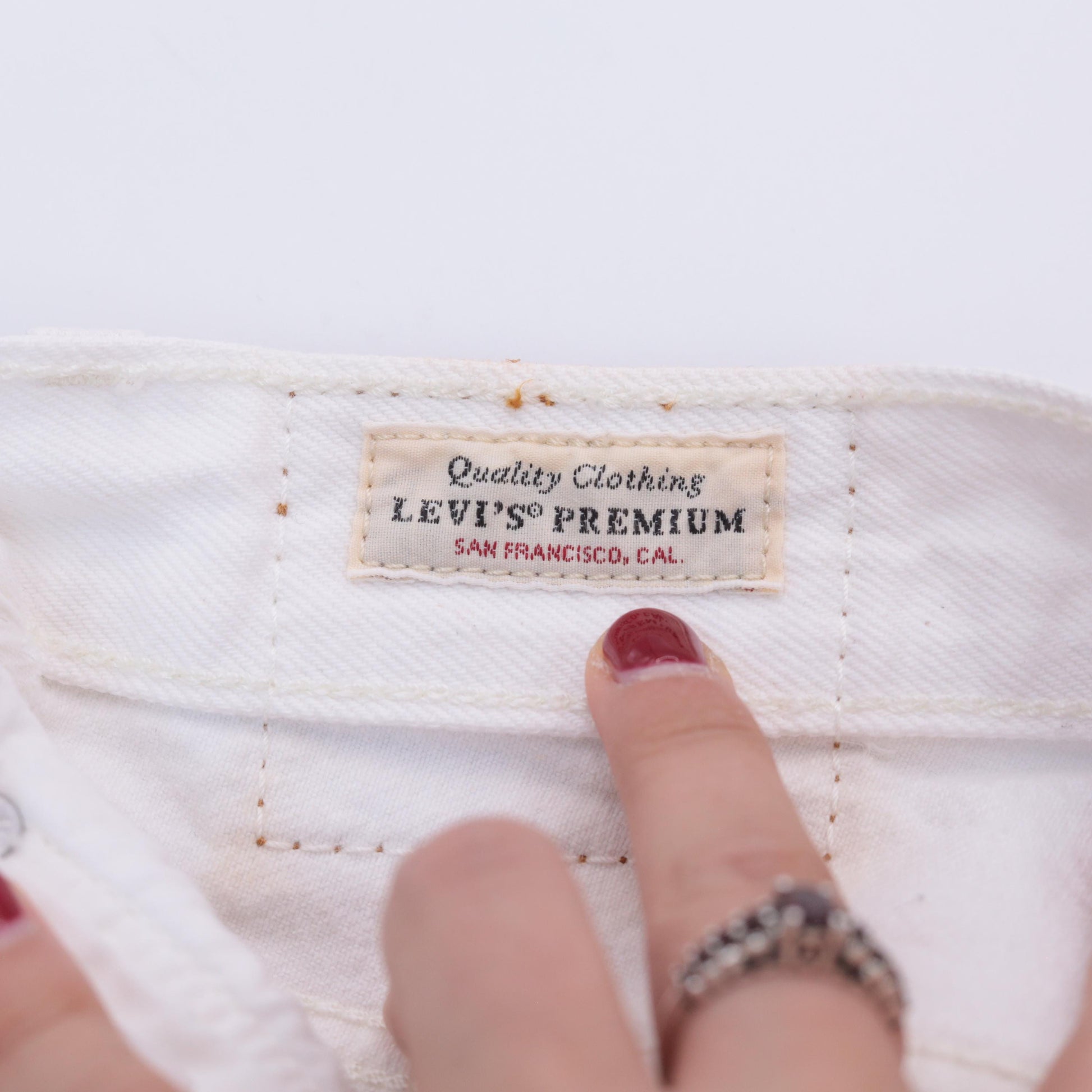 90s Levi's Premium White Denim Shorts High Waisted Distressed W28
