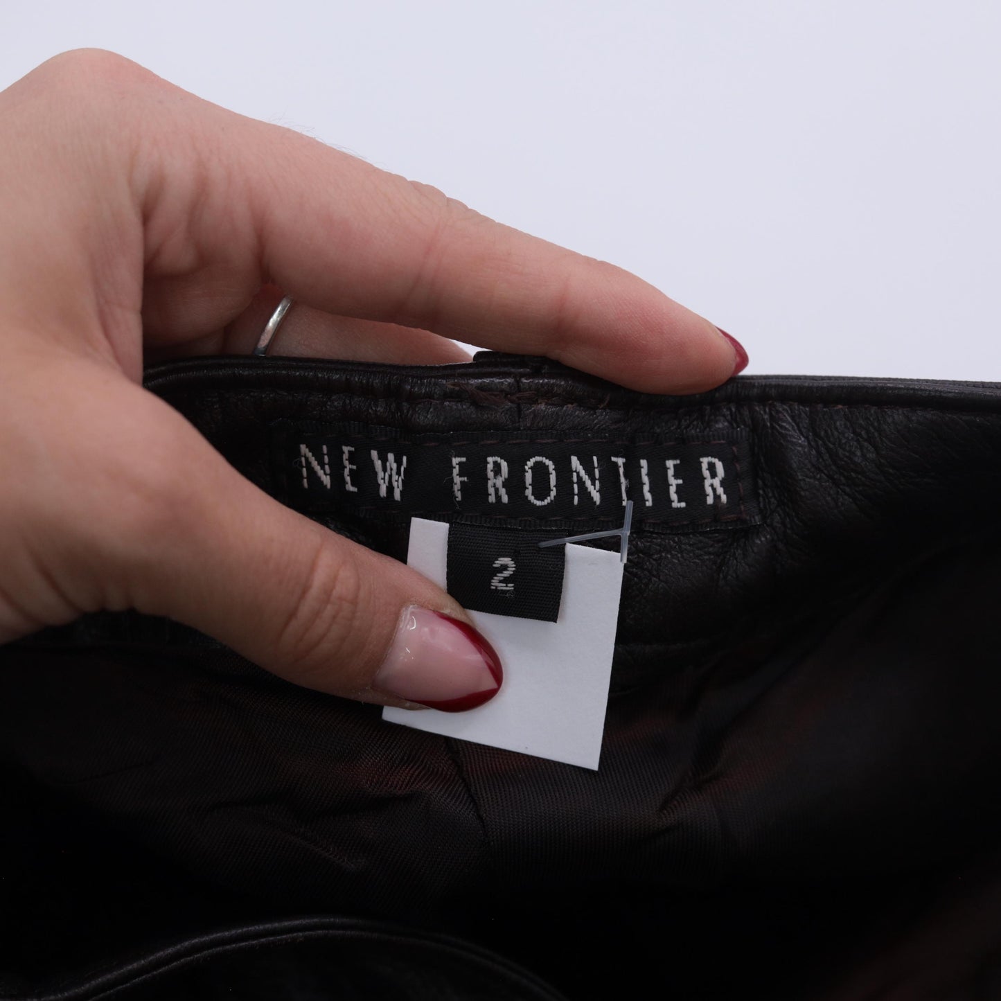 90s New Frontier Brown Leather Pants High Rise Straight Leg Extra Small