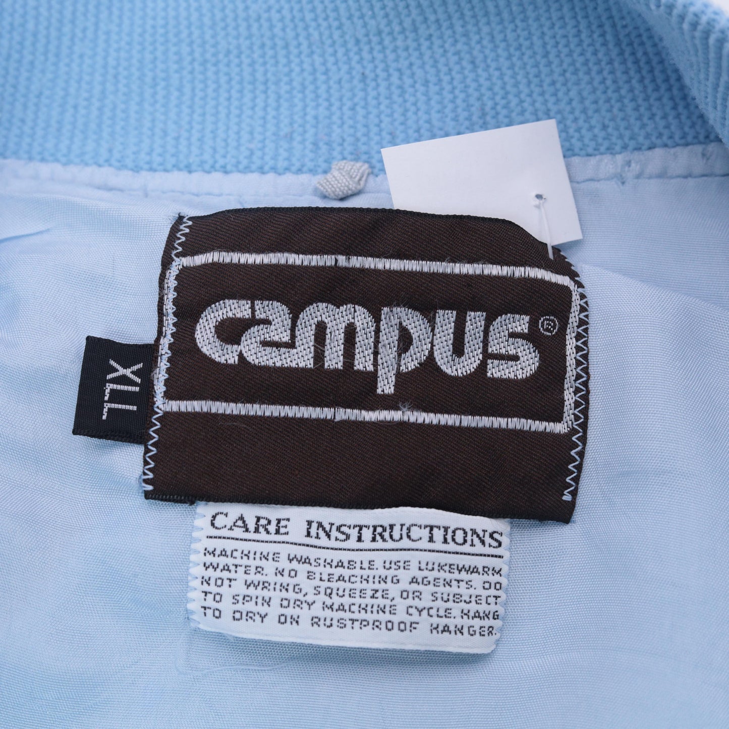 80s Baby Blue Bomber Windbreaker Jacket Light Blue Zip Up Athletic Extra Large XL