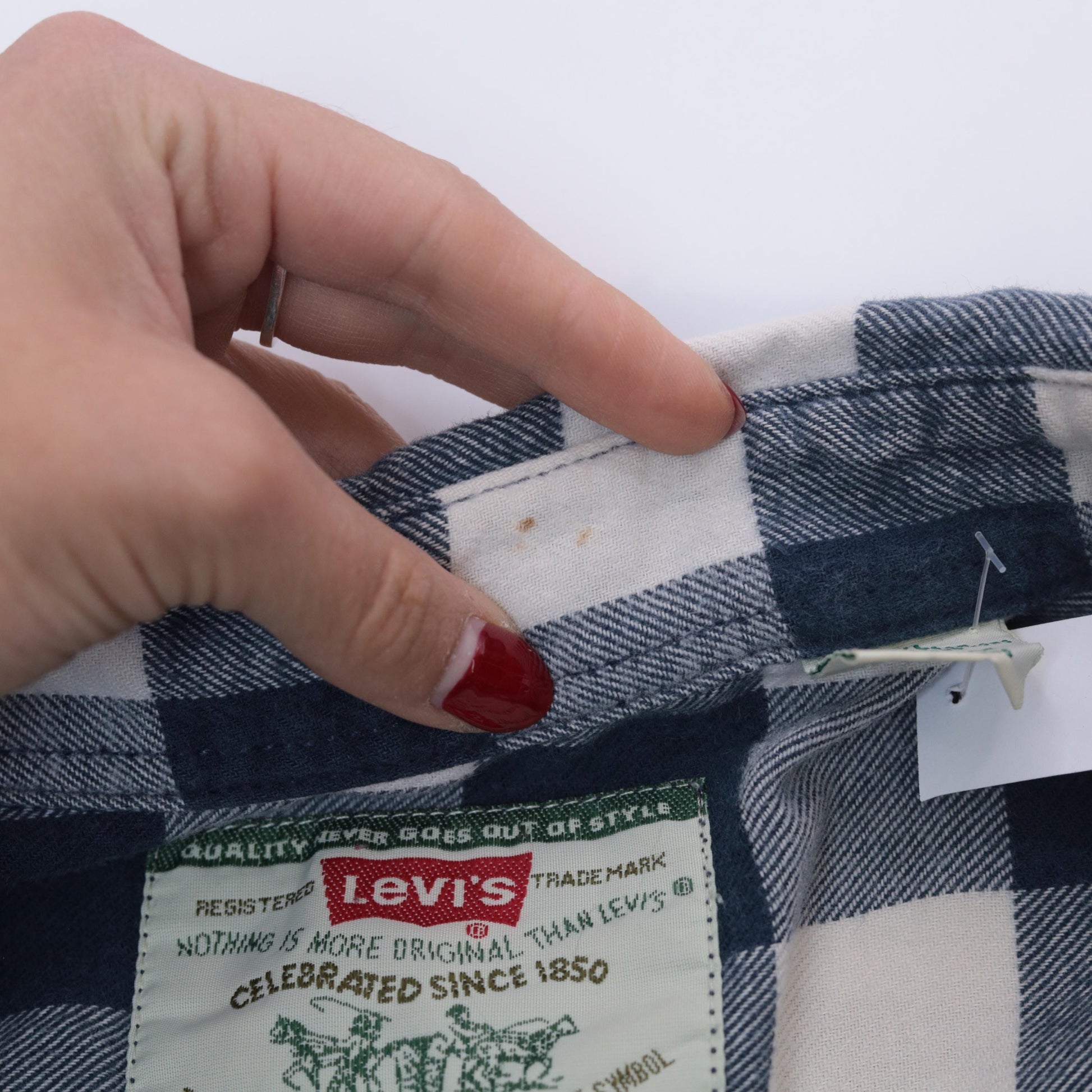 90s Levi's Buffalo Plaid Flannel Button-Up Blue White Extra Large XXL