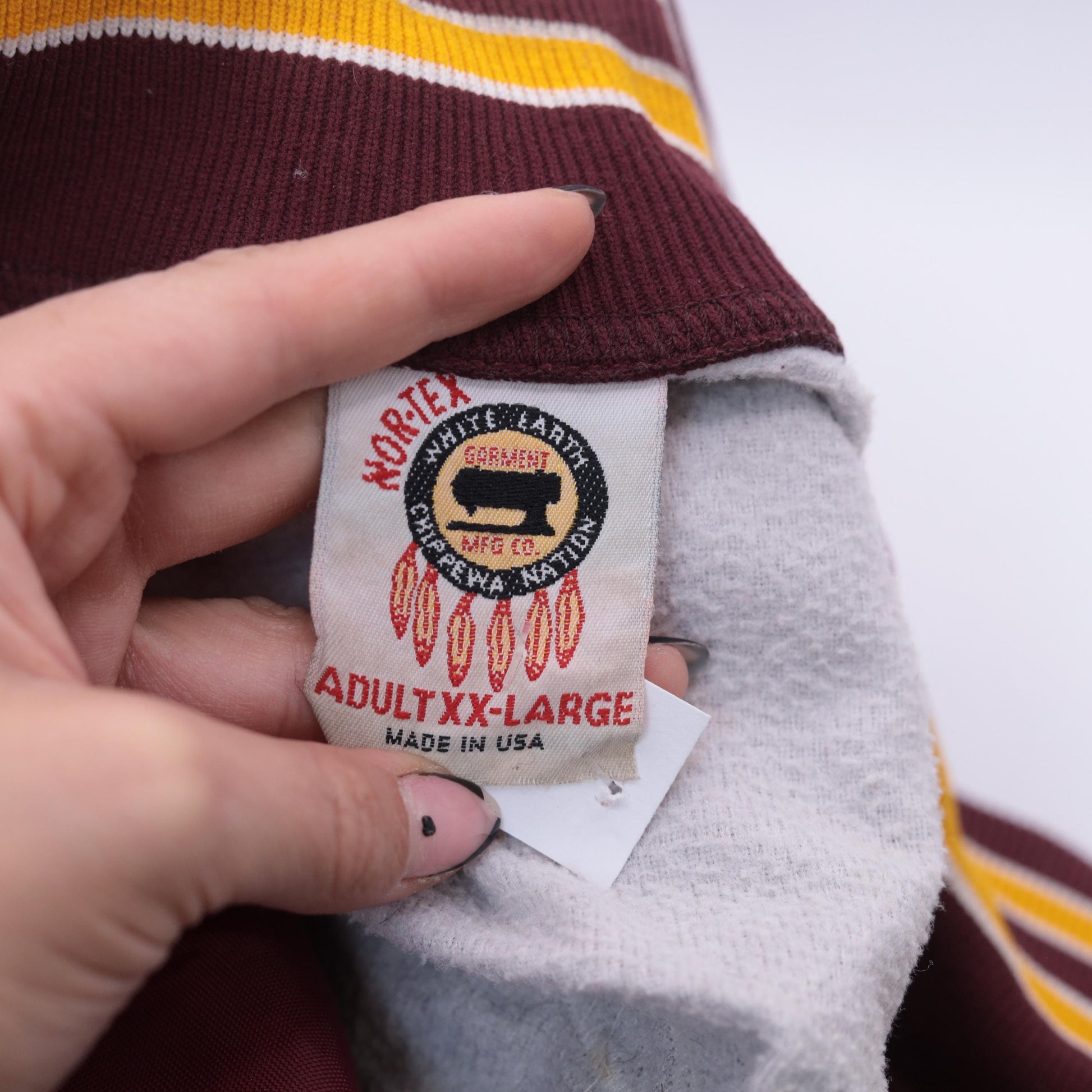 90s HITZ Radio Station Windbreaker Burgundy Yellow Stripe Quarter Zip XXL