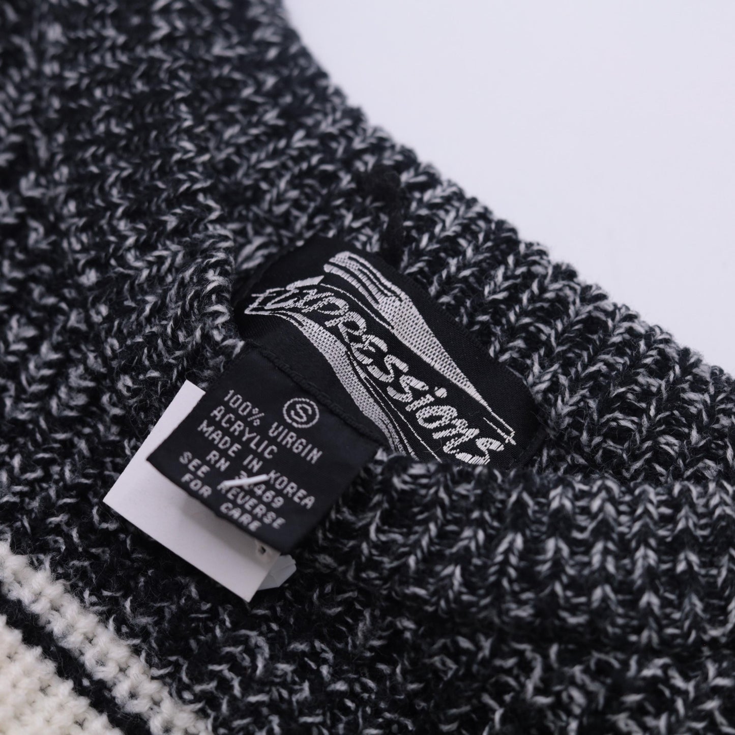 80s Expressions Striped Chunky Knit Sweater Navy White Small