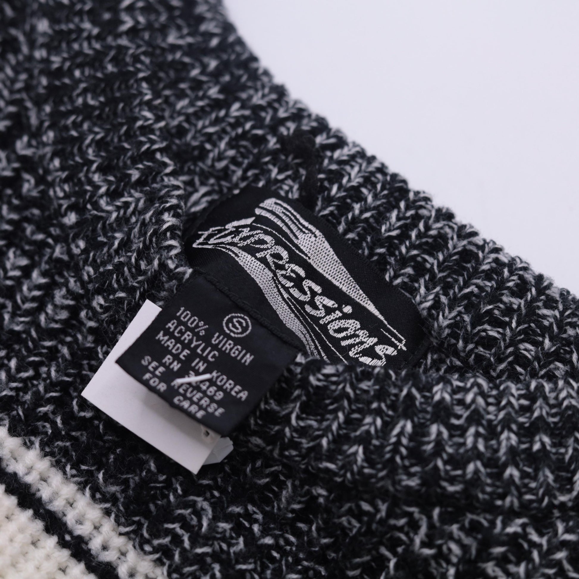 80s Expressions Striped Chunky Knit Sweater Navy White Small