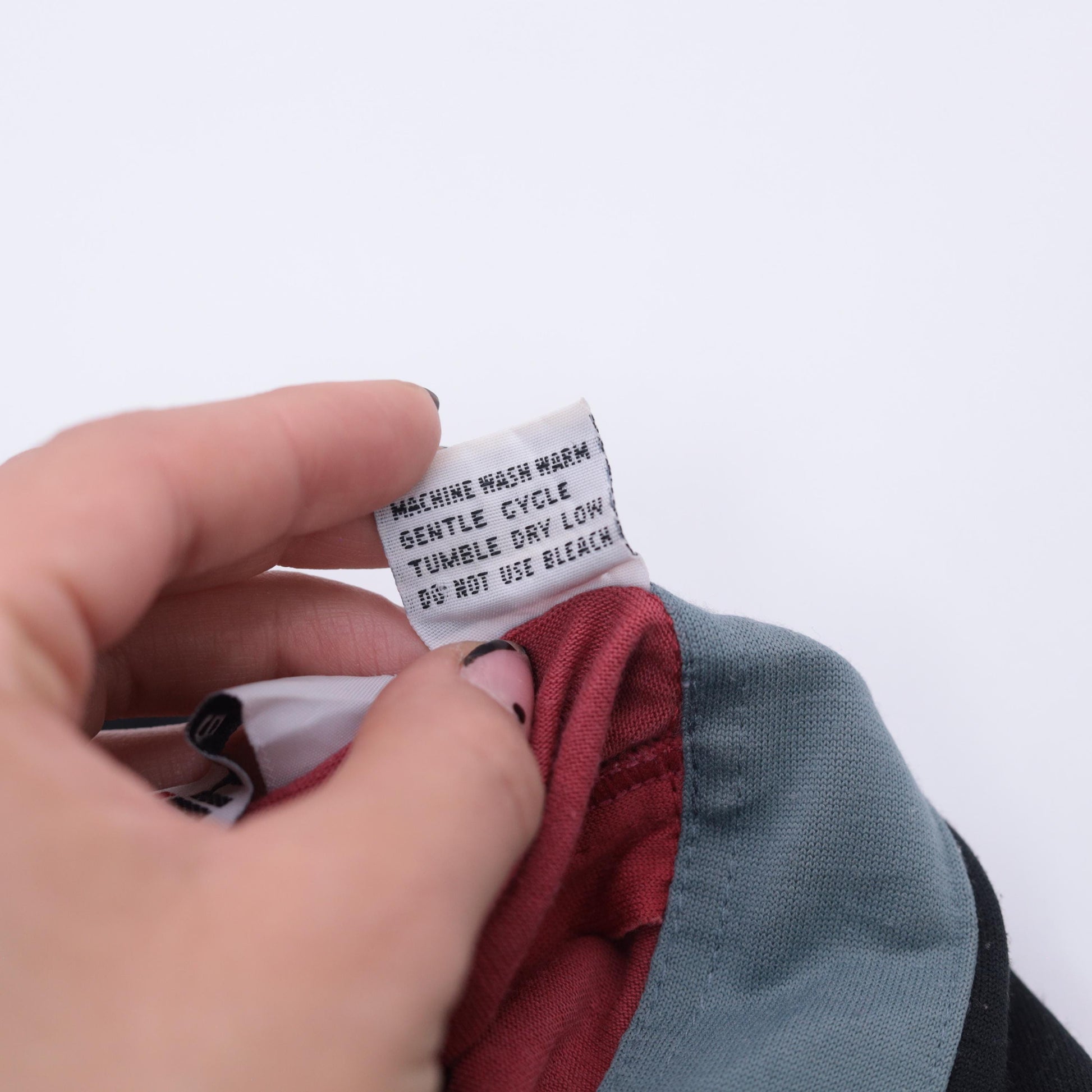 90s Color Block Polo Shirt Red Grey Black Horizontal Stripes Medium M