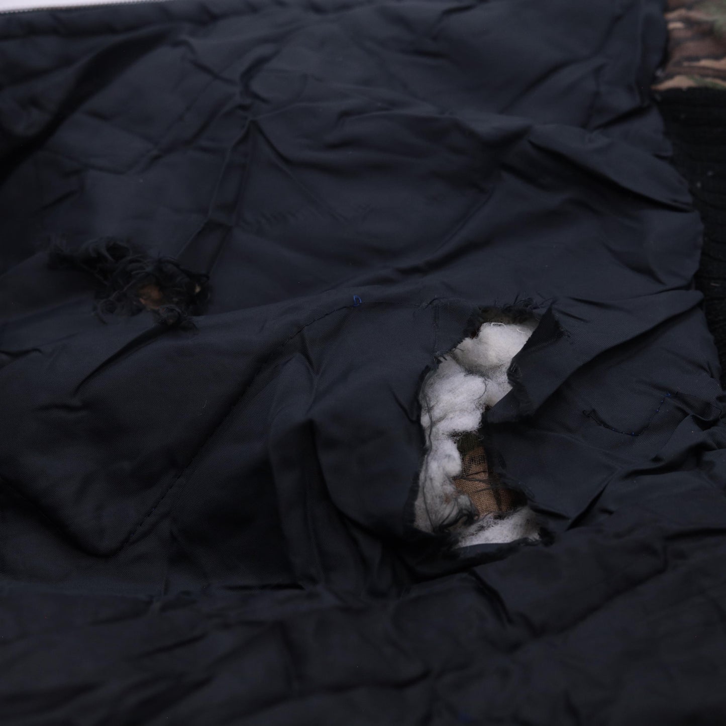 90s Camo Bomber Jacket Bark Tree Leaf Print Quilted Lined Medium