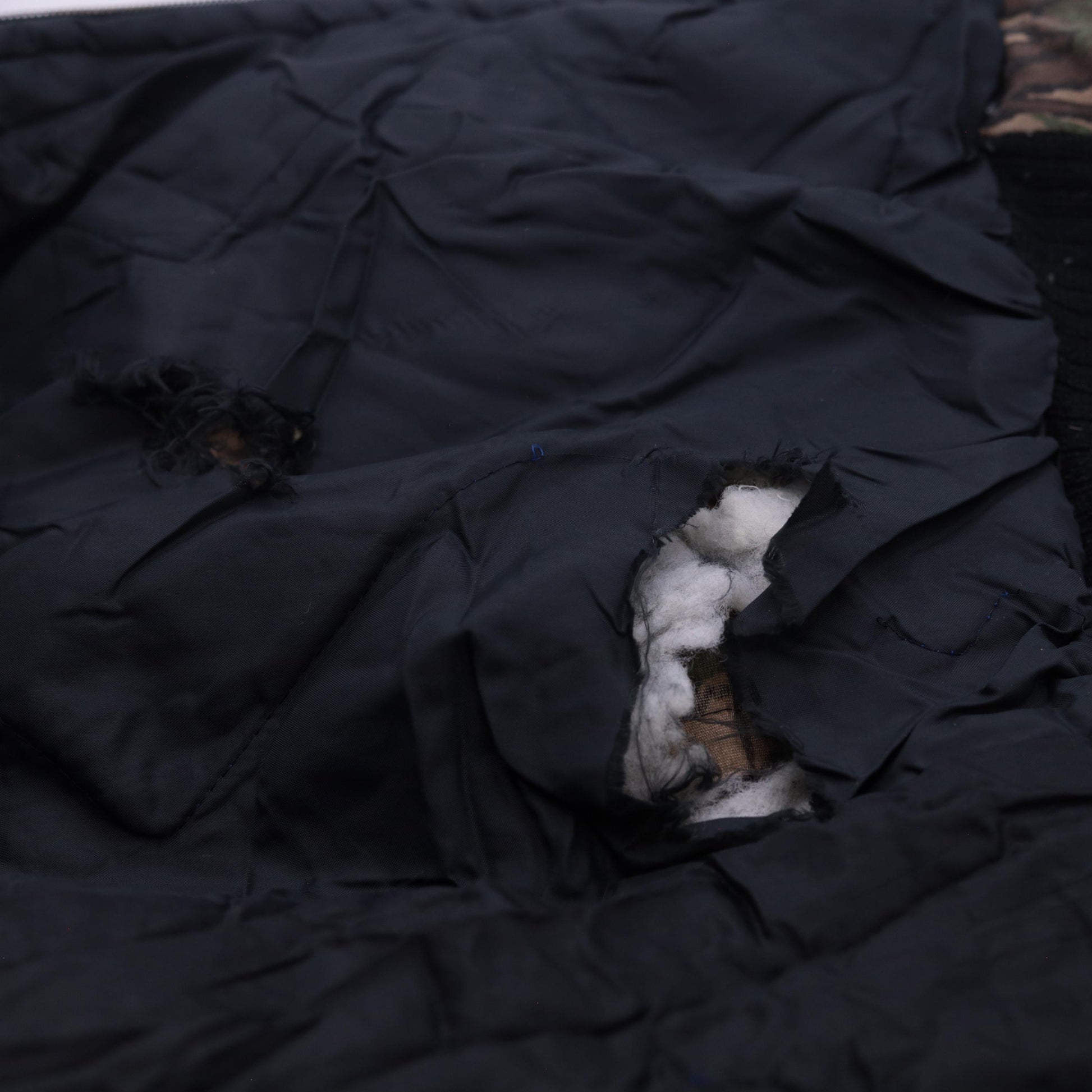 90s Camo Bomber Jacket Bark Tree Leaf Print Quilted Lined Medium